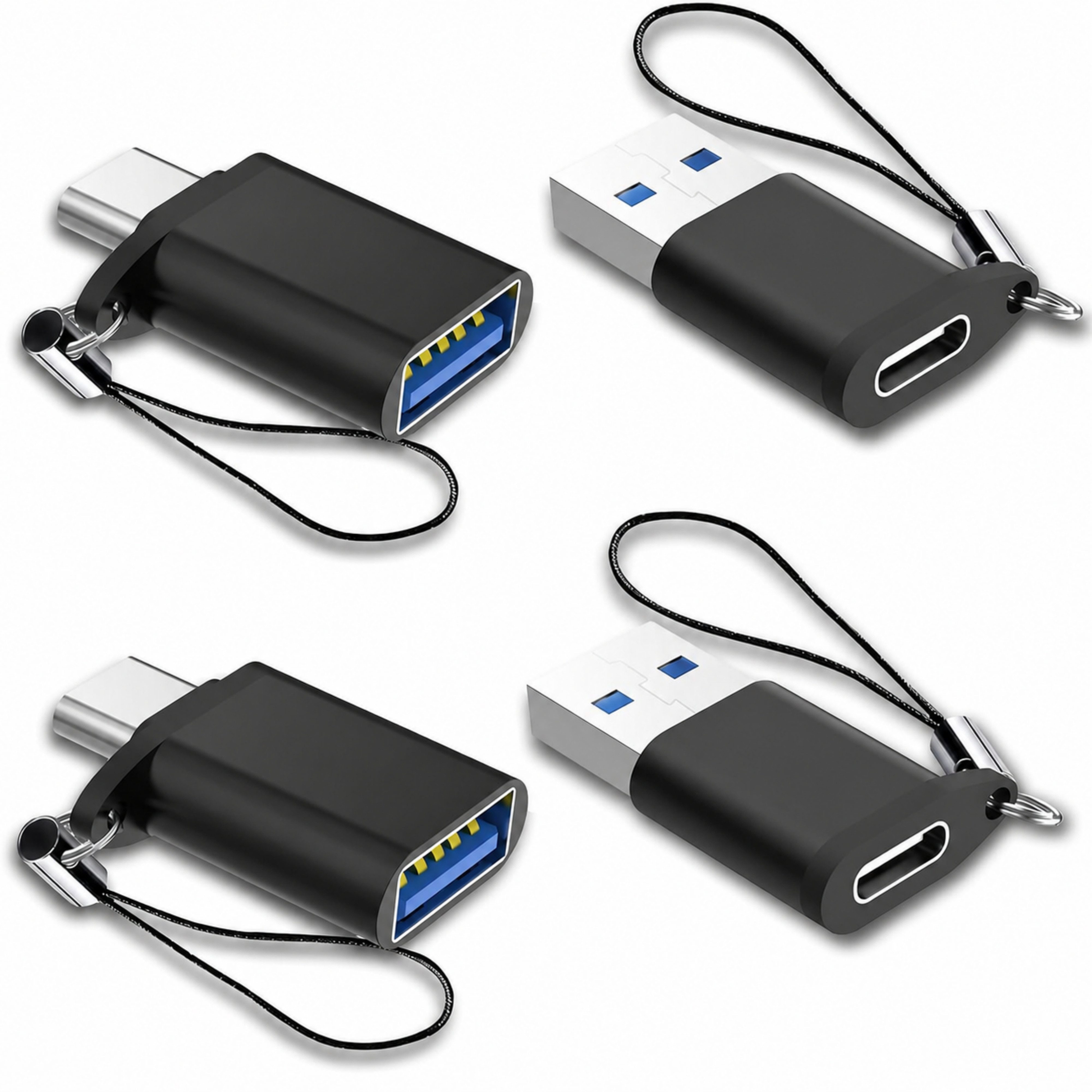 Forrlite USB C Adapter 10Gbps 4 Stück, USB auf Typ C 3.2 Adapter (2 Pack) USB-Adapter Typ C auf A Stecker (2 Pack), USB Adapter Kompatibel mit iPhone 17 zu Galaxy Laptop MacBook Pro Neo Air iPad PC Hub usw