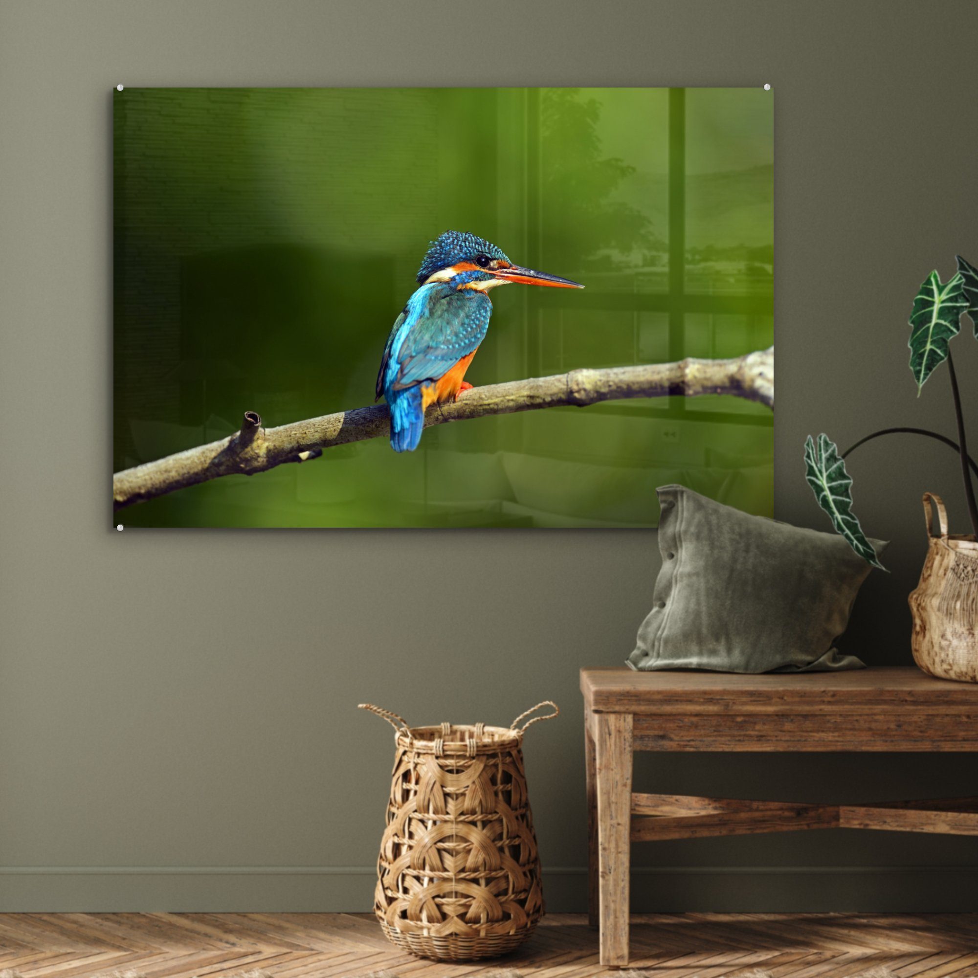 Lanka Wohnzimmer Wildtiere - Eisvogel, (1 - Acrylglasbilder & St), MuchoWow Schlafzimmer Acrylglasbild Sri