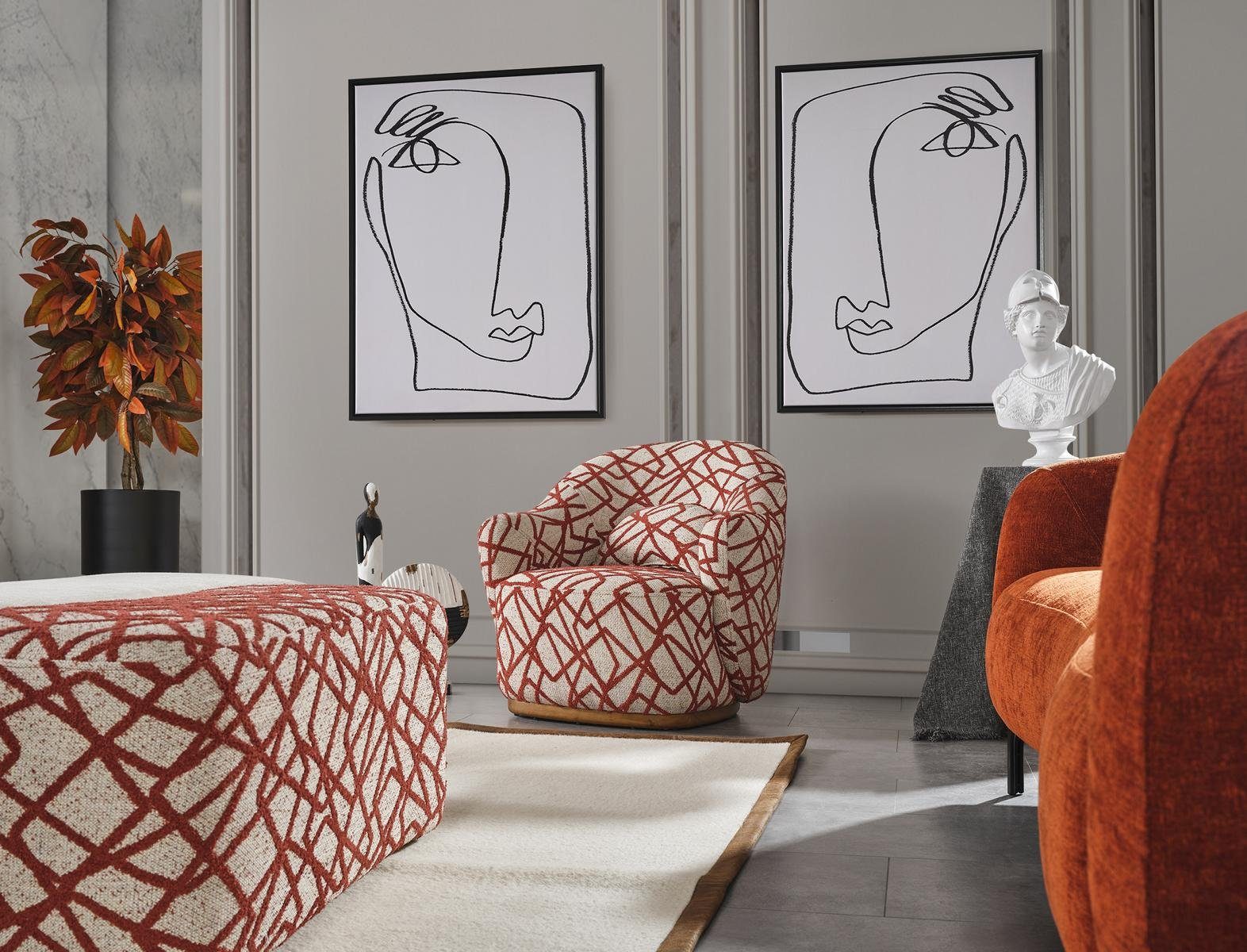 JVmoebel Sessel Sessel Design Luxus Couch Polster Wohnzimmer Holz mit Textil