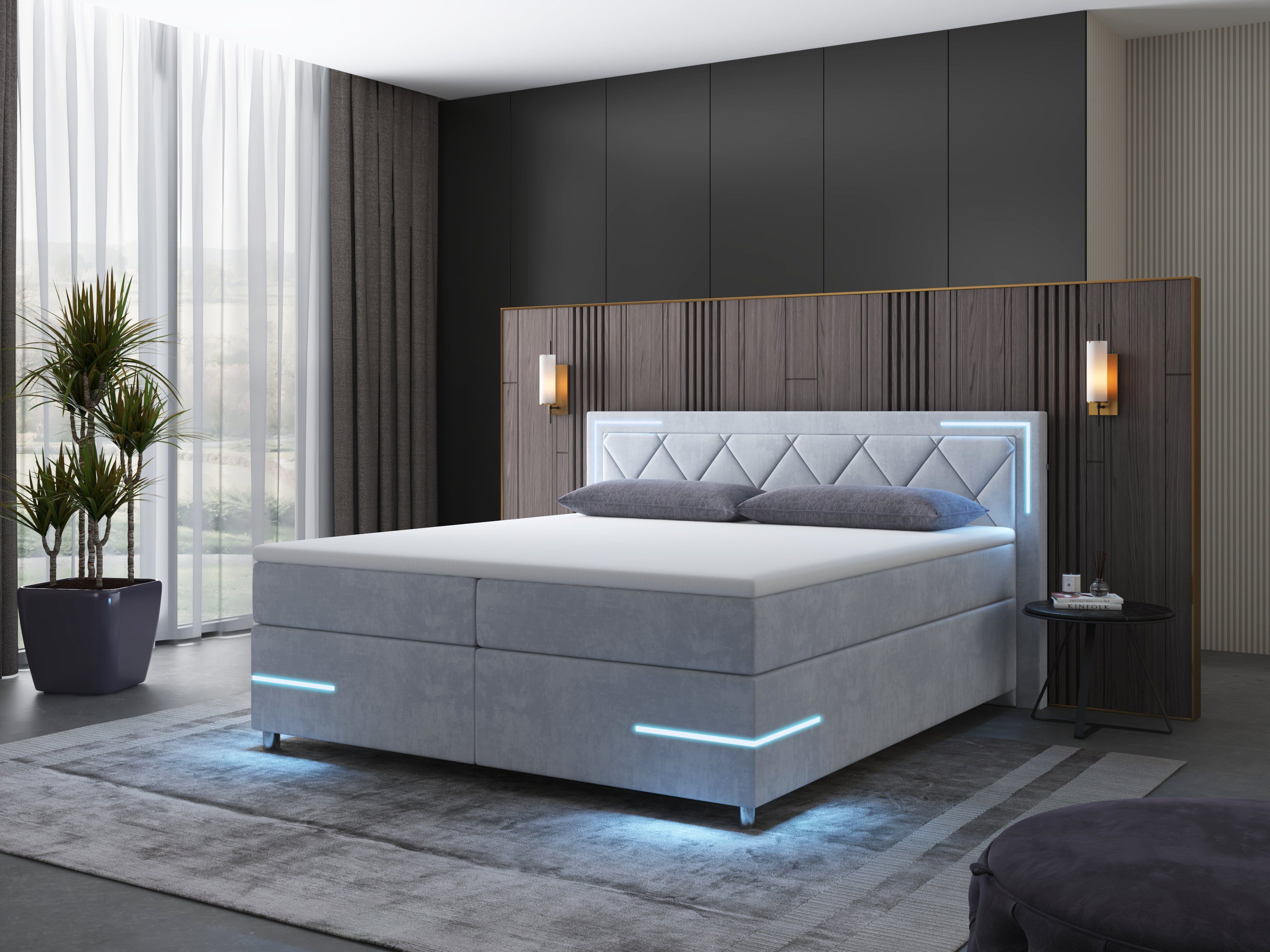 wonello Boxspringbett Arizona, mit LED Beleuchtung günstig online kaufen