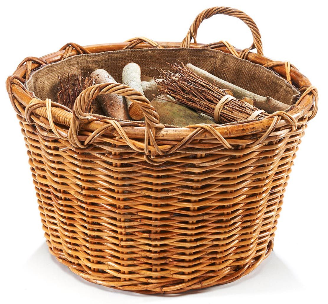 Kobolo Kaminholzkorb Holzkorb Rattan Lacak mit abnehmbarem Leinenstoff günstig online kaufen