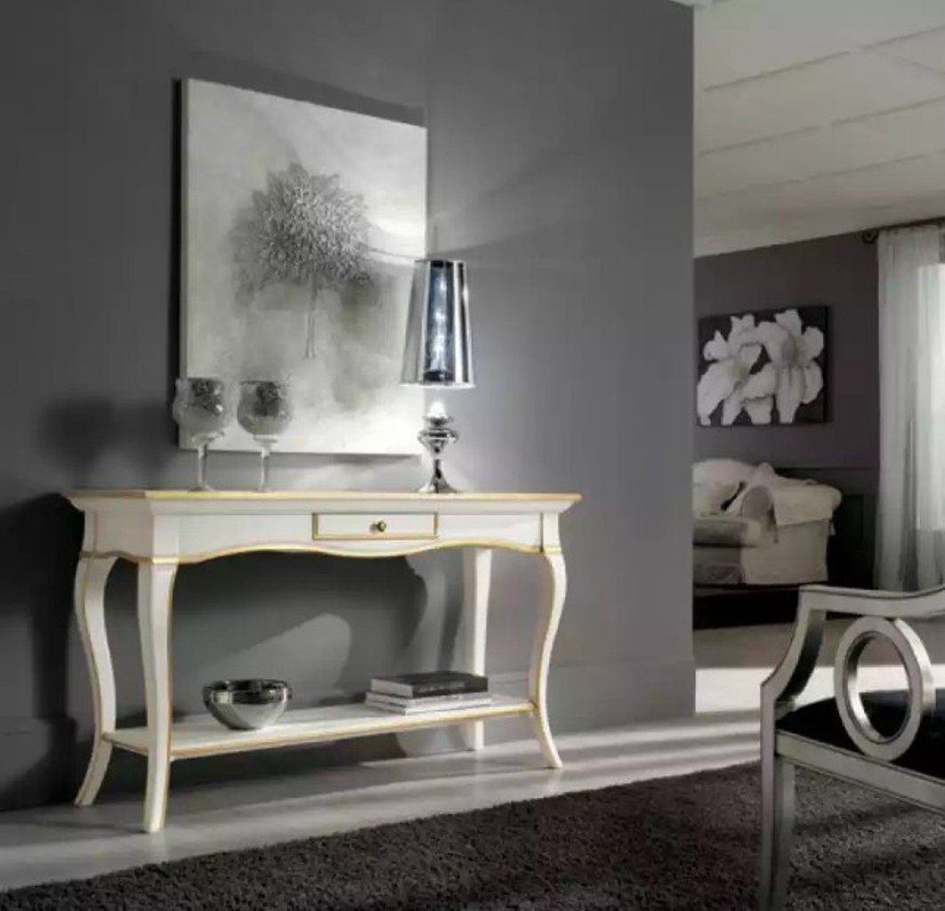 Konsolentisch Tisch Konsole Klassisch Sideboard Holz Luxus Weiß Modern