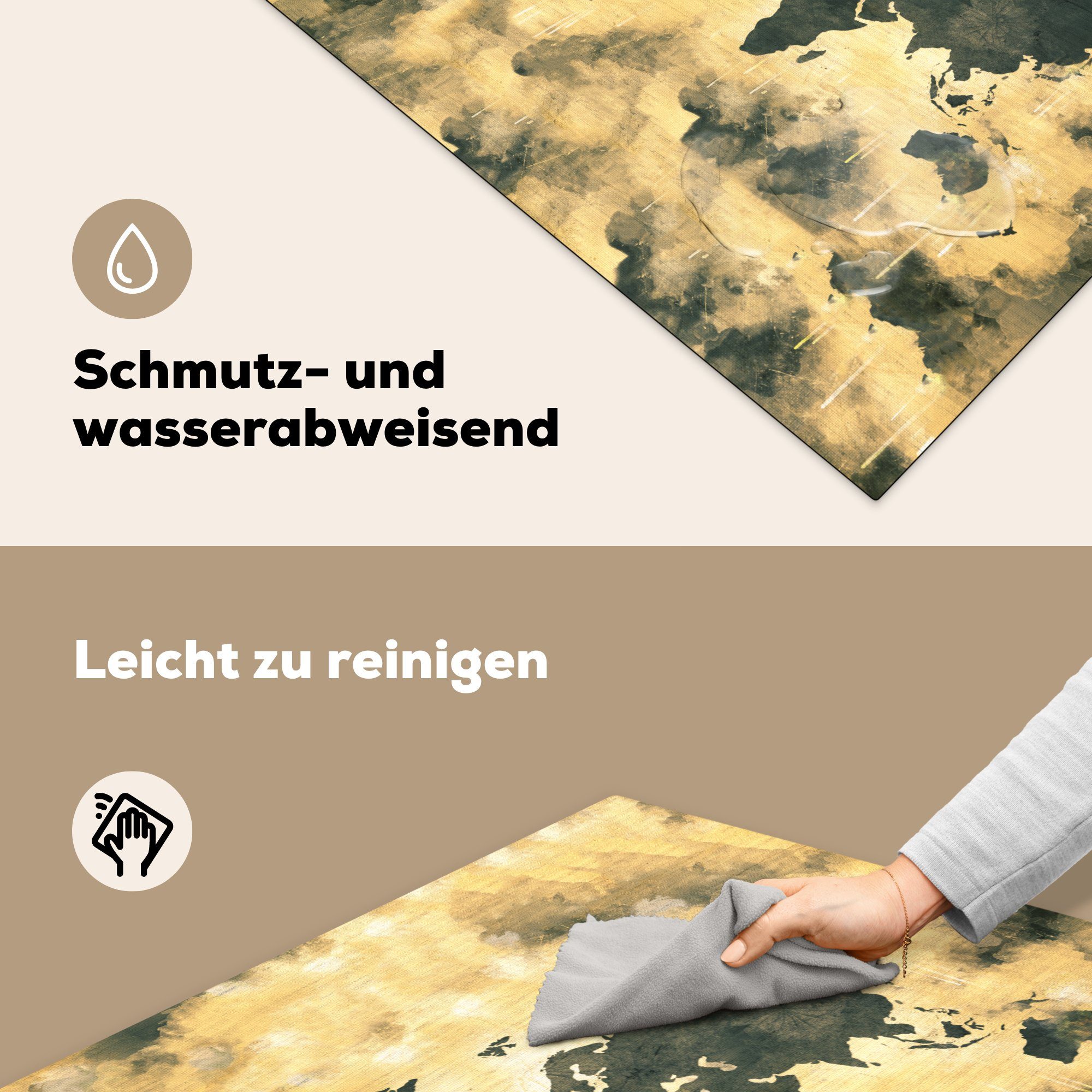 - MuchoWow Abstrakt, Ceranfeldabdeckung, 78x78 Rauchen Arbeitsplatte küche Herdblende-/Abdeckplatte cm, (1 tlg), Weltkarte für Vinyl, -