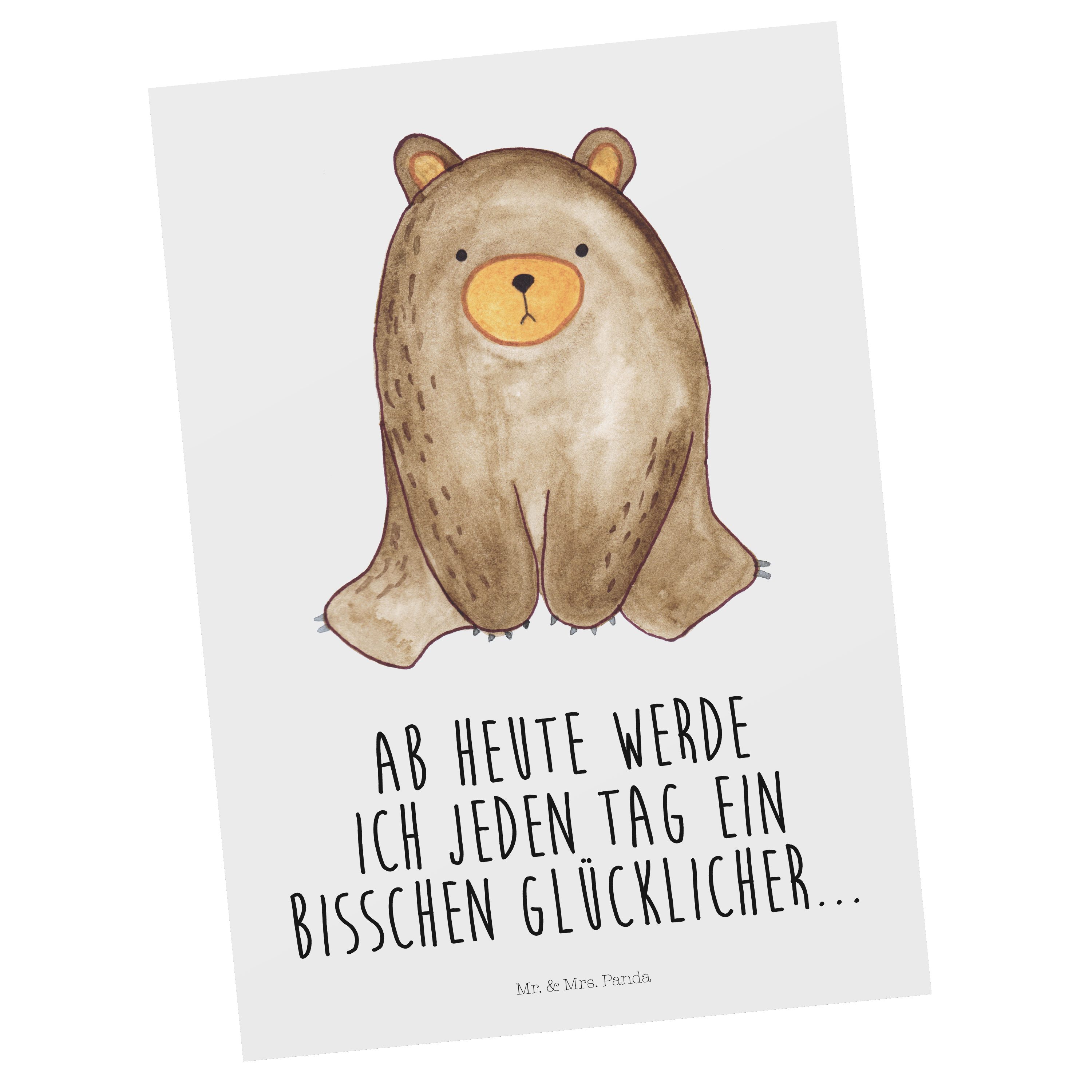 & Mr. - - Geschenk, Teddy, Panda Postkarte sitzend Kar Weiß Einladung, Einladungskarte, Mrs. Bär