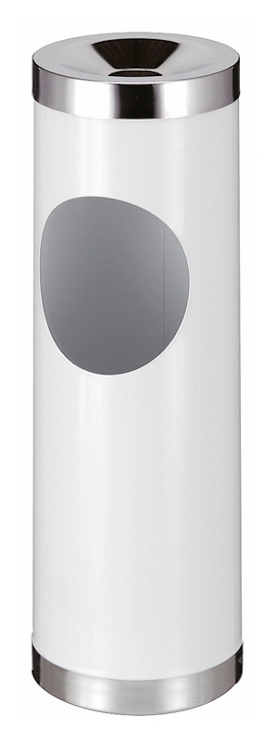 Metall Weiß Einwurfsöffnung, 30L, ovaler Aschenbecher PROREGAL® Grau Kombiascher mit Runder