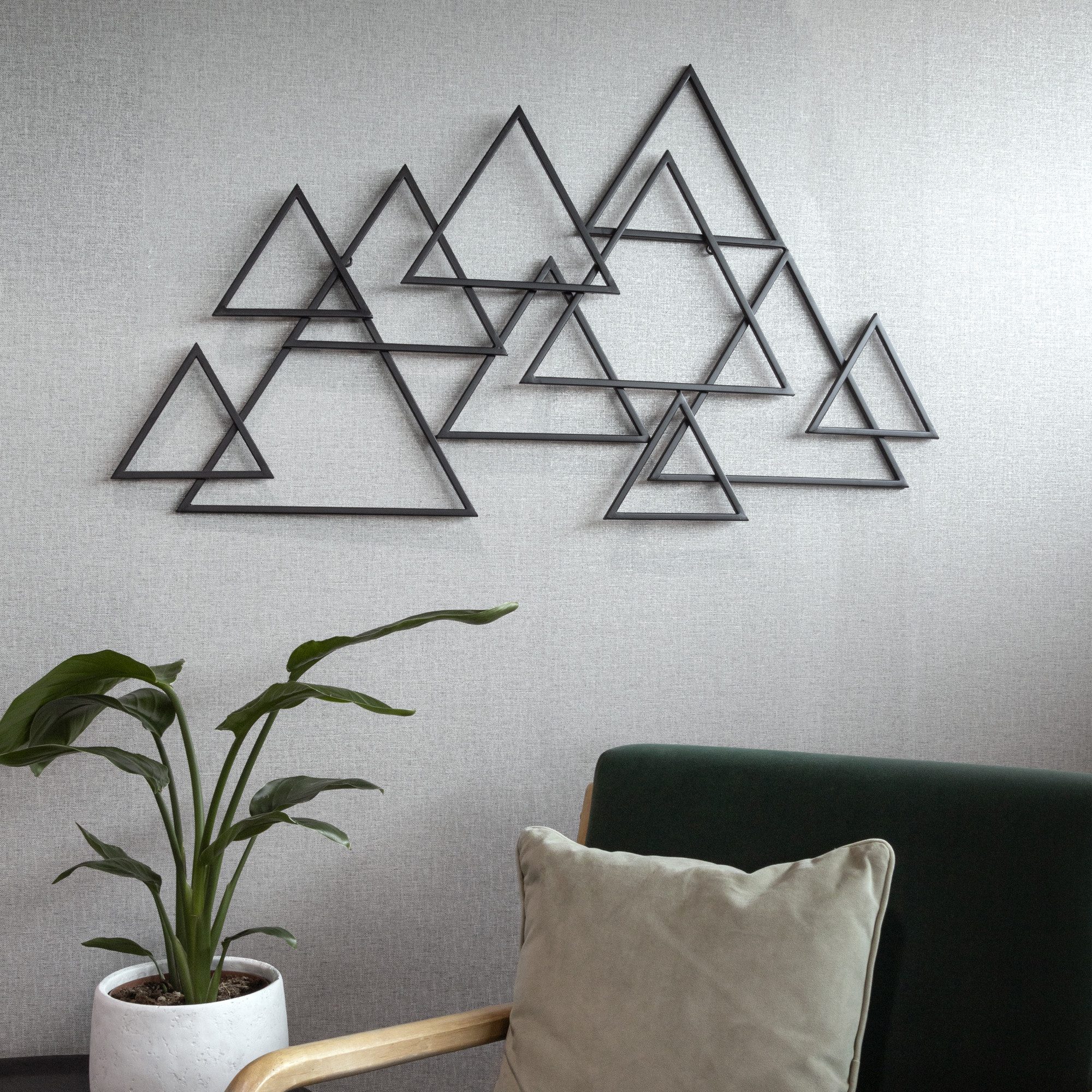 Art for the home Wandbild Modern Geo, Art, Landschaft (1 St), ration Metal Kunst Luxus Modern Dreiecke 1.11m x 64 cm