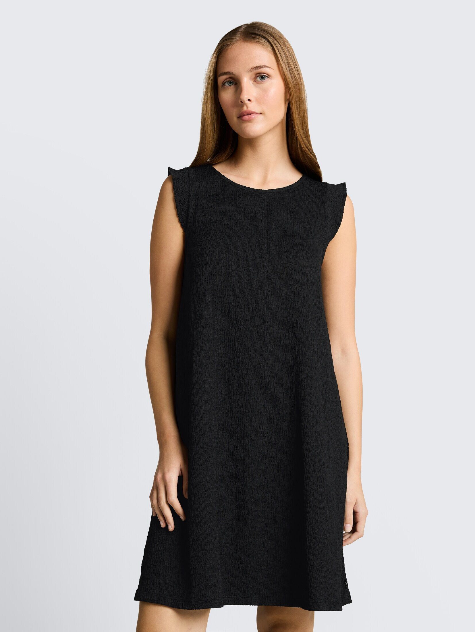 TOM TAILOR Denim Sommerkleid Kleider & Jumpsuits Crinkle Mini-Kleid mit Volantärmeln