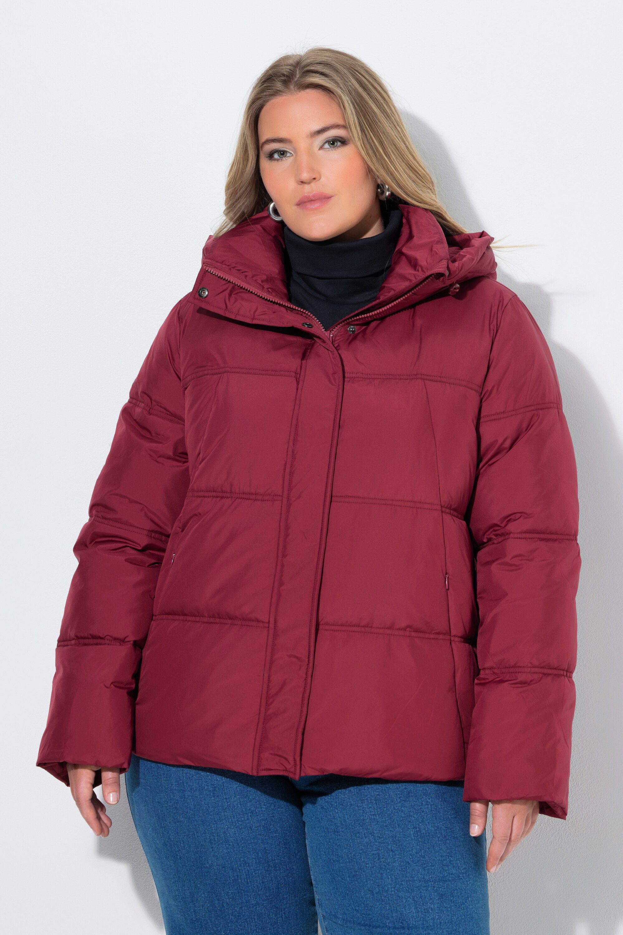 Ulla Popken Steppjacke HYPRAR Steppjacke Oversized Kapuze Zipptaschen