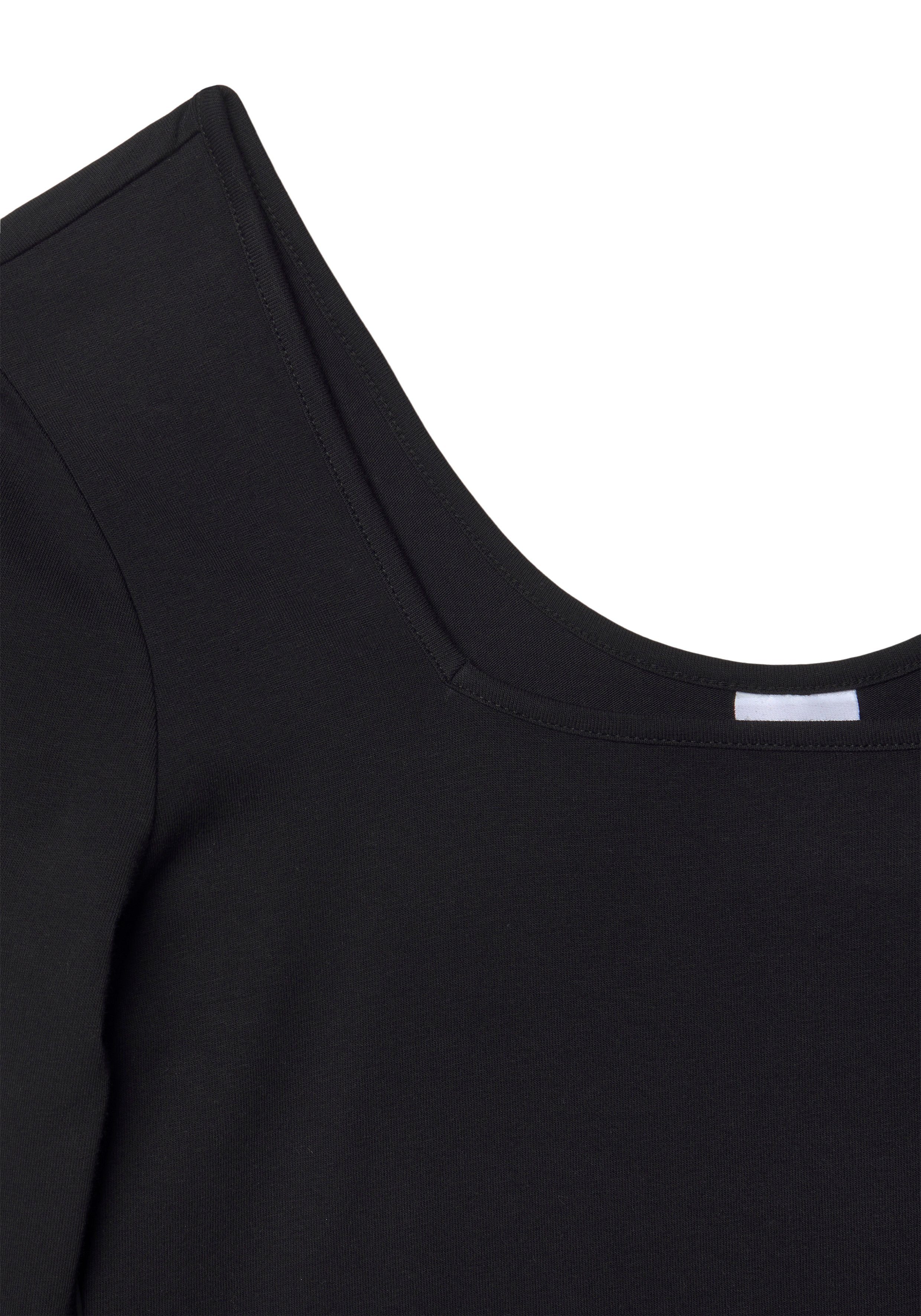 LASCANA Langarmshirt mit modischem Karree-Ausschnitt, Longsleeve aus Baumwolle, Basic