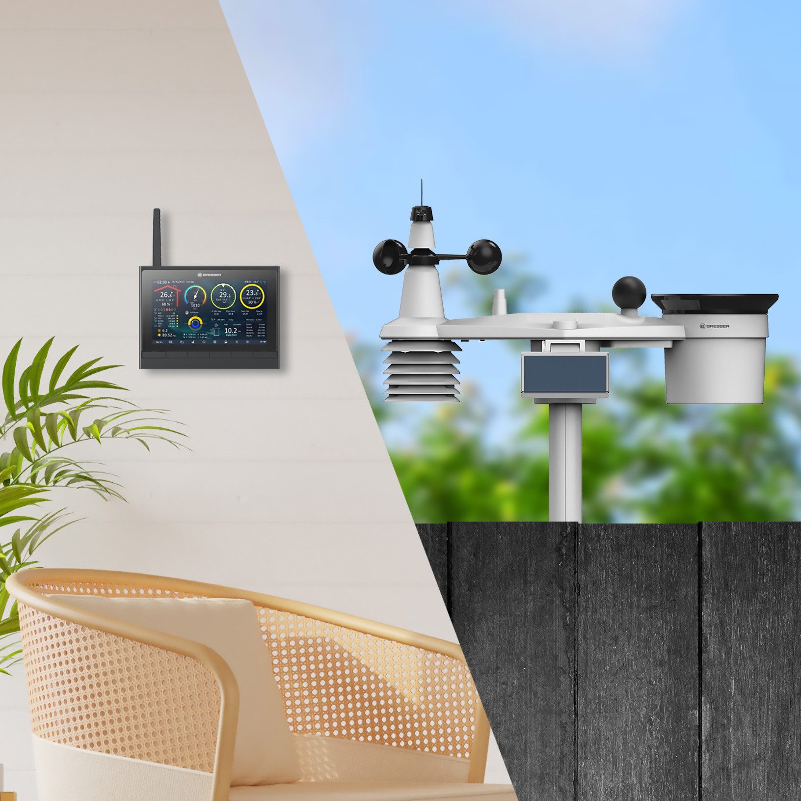 BRESSER BRESSER 9-in-1 MeteoChamp HD WLAN Wetterstation Wetterstation