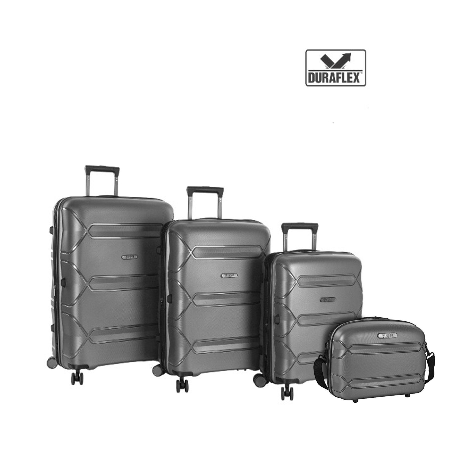 Heys Kofferset HEYS Milos 4tlg. Kofferset (BC/S/M/L) erweiterbar - Grey