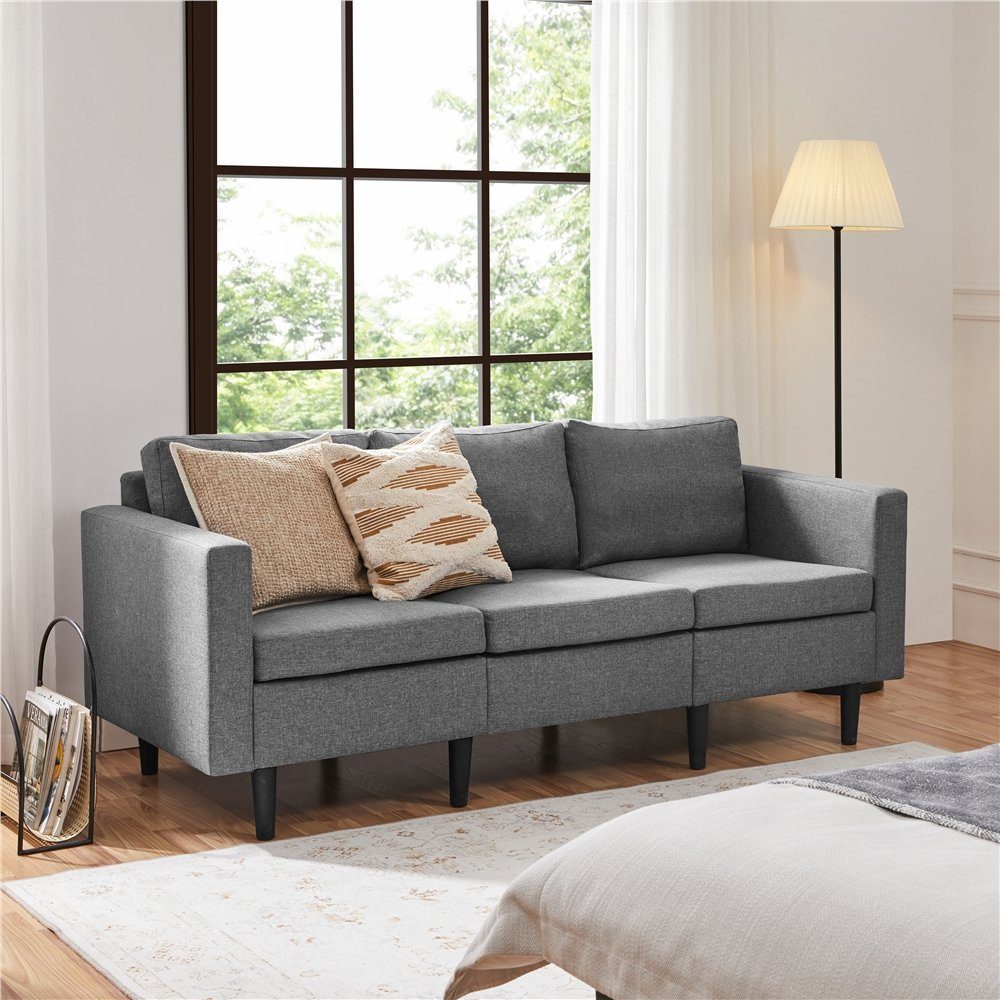 Yaheetech Schlafsofa, 3-Sitzer-Sofa Couch Polstersofa für 3 Personen, max.340 KG belastbar hellgrau