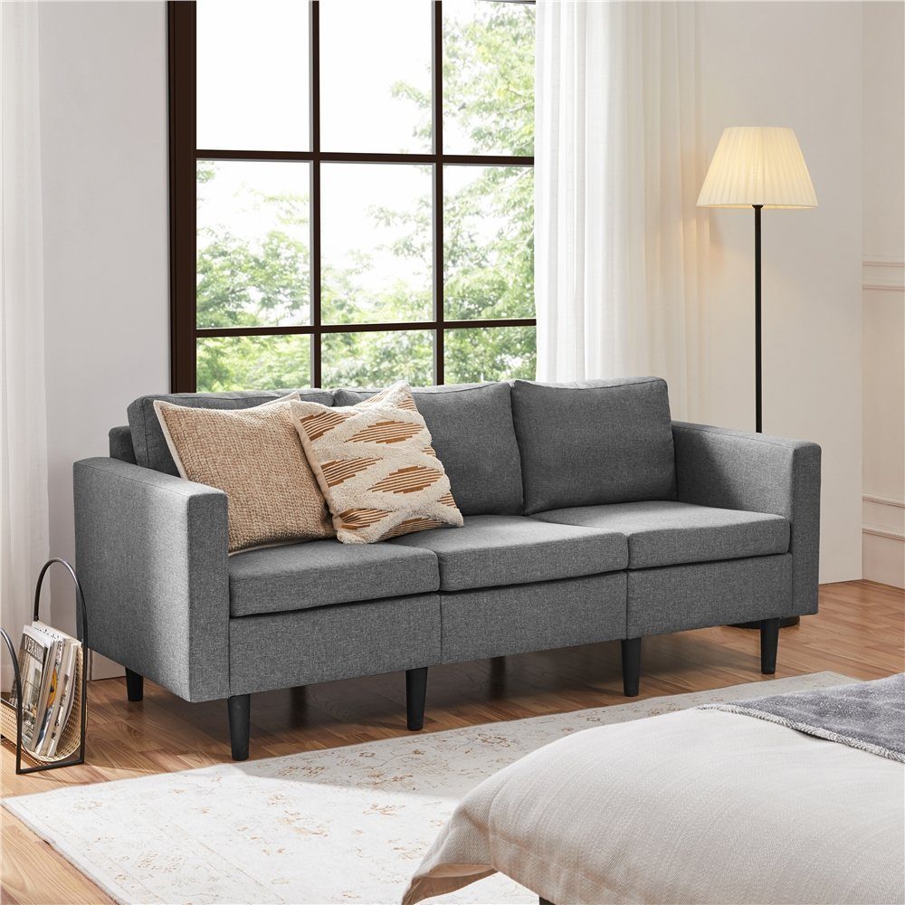 Yaheetech Polstersofa Personen, max.340 3-Sitzer-Sofa hellgrau 3 Schlafsofa, KG belastbar Couch für