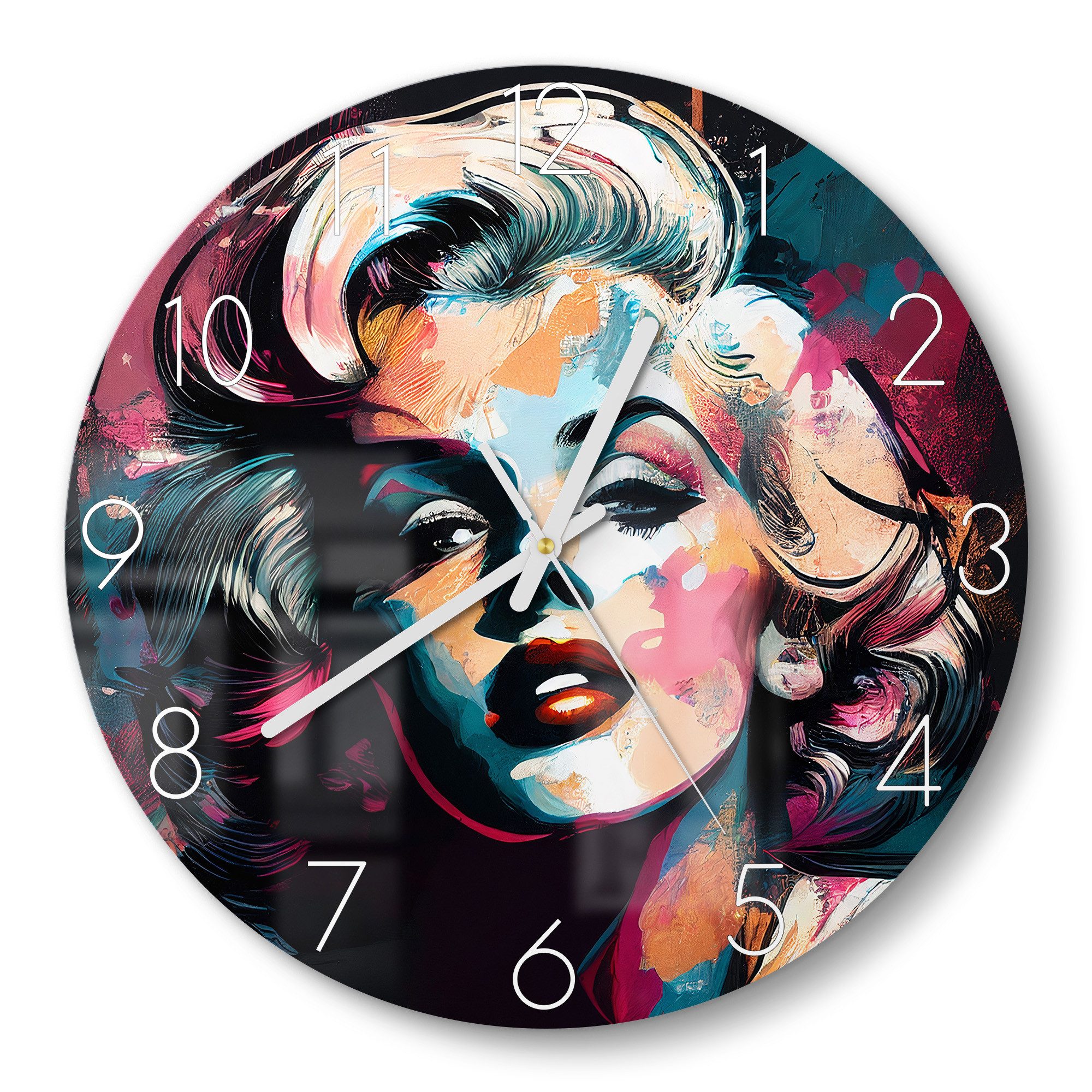 DEQOART Wanduhr 'Ikonischer Stilglanz' (Glas Glasuhr modern Wand Uhr Design Küchenuhr)
