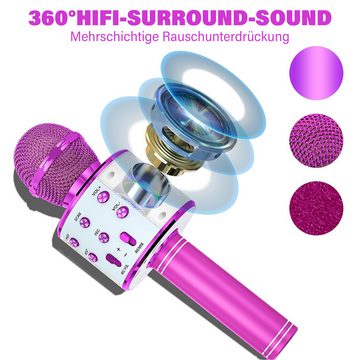 Avisto Mikrofon Bluetooth-Mikrofon Karaoke Kinder Wireless Mikrofon USB-Ladung (Kabelloses Mikrofon geeignet für Familienfeiern, Karaoke-Singen), Kabelloses Mikrofon geeignet für Familienfeiern, Karaoke-Singen