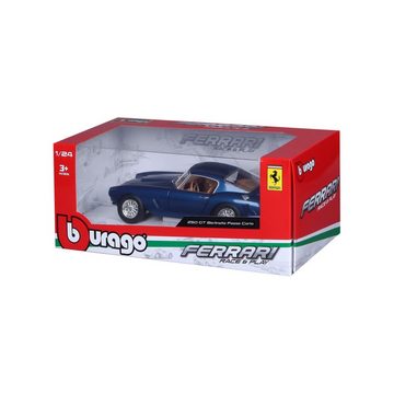 Bburago Modellauto Ferrari 250 GT Berlinetta Passo Corto (metallic blau), Maßstab 1:24, detailliertes Modell