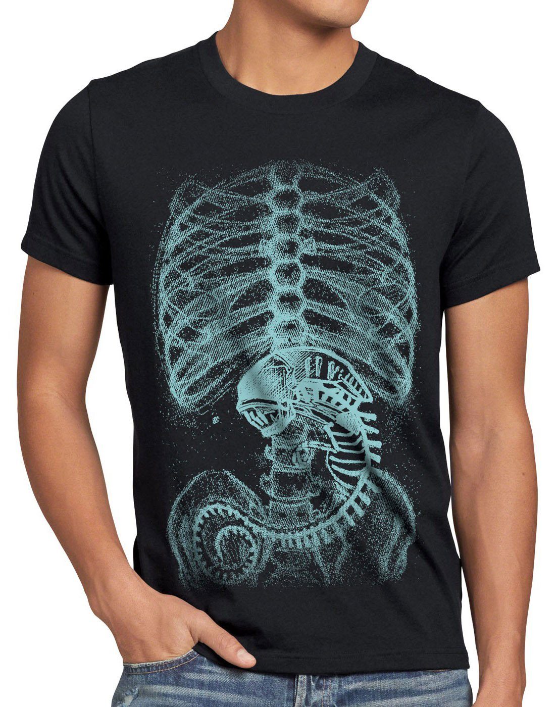 style3 Print-Shirt Herren T-Shirt Xenomorph Alien ripley kino film ridley scott predator marine vs