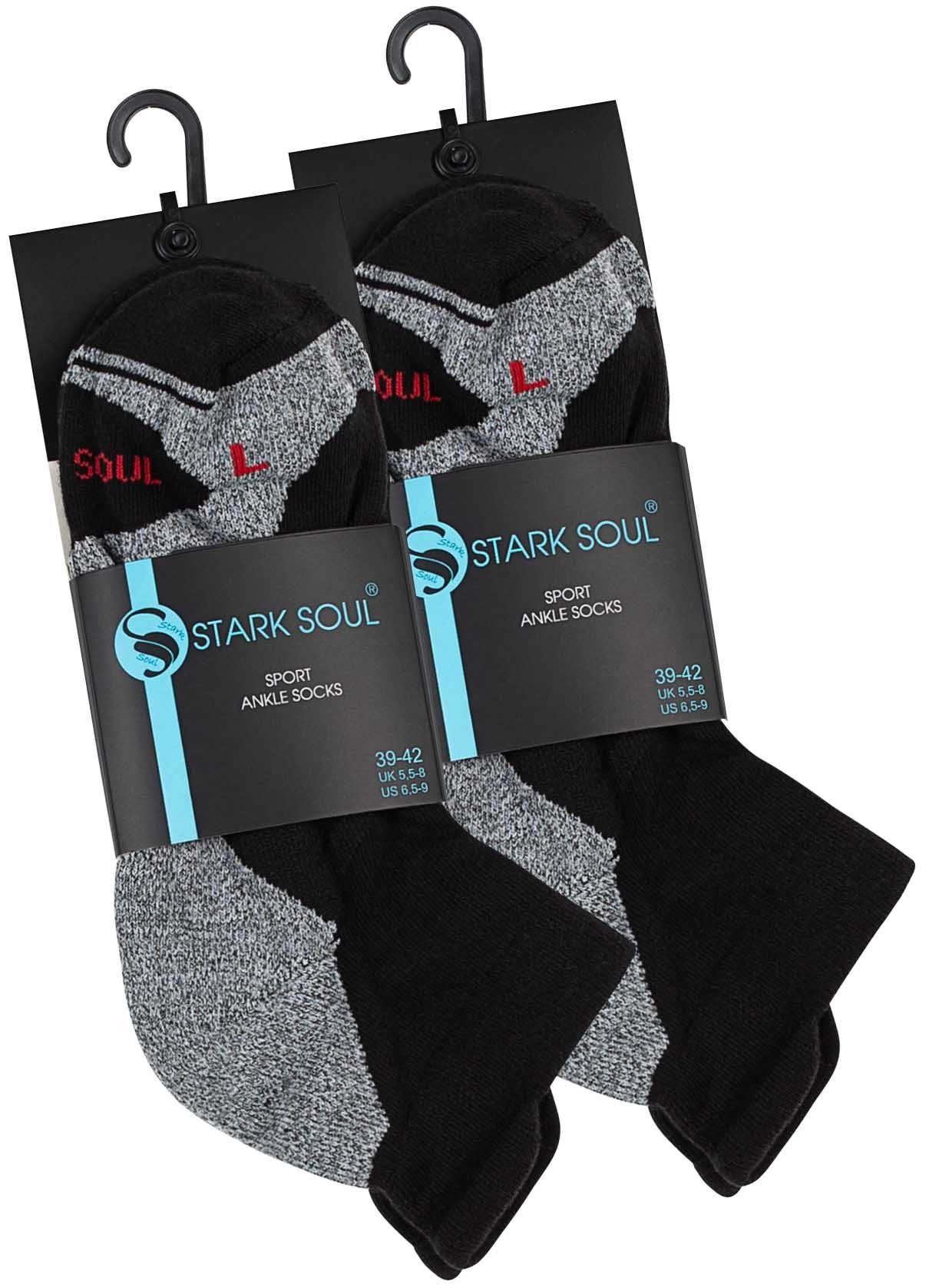 Paar Funktionssocken Sport Soul® 2 - kurz Sportsocken Socken Stark Schwarz