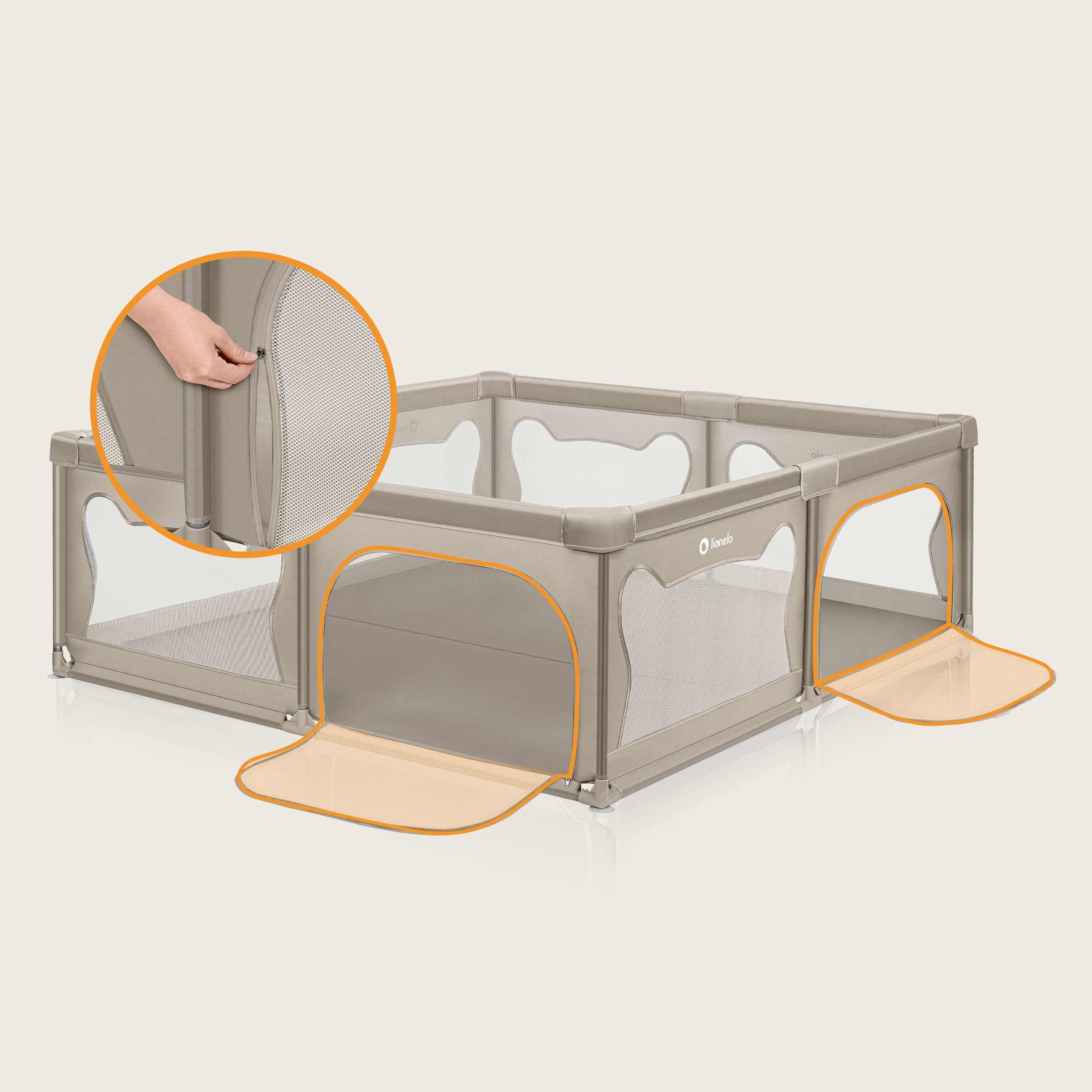 lionelo Laufgitter WILLOW XL oder WILLOW (Set), sehr große Spielfläche, 2 abschließbare Seiteneingänge