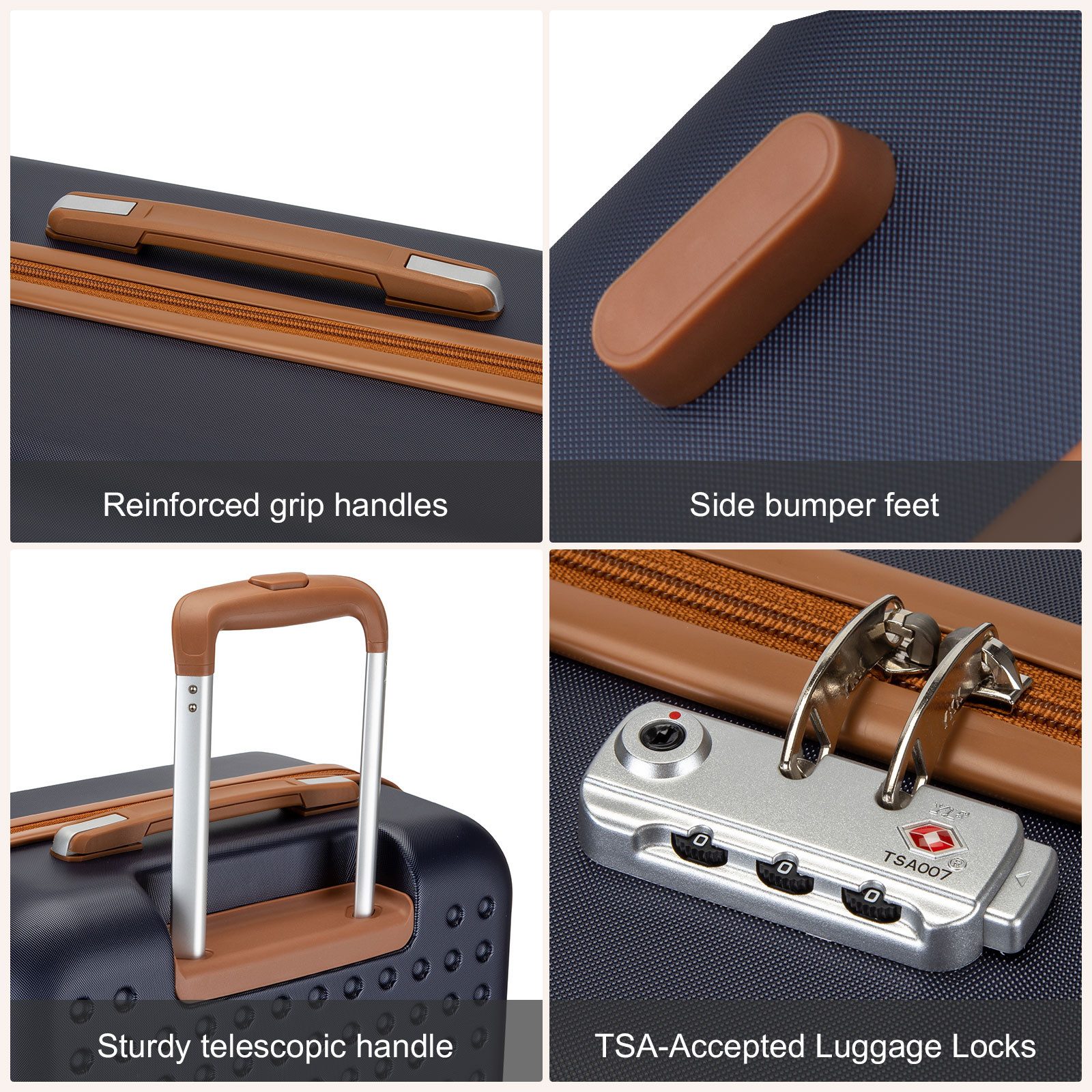 KONO Koffer Hartschalenkoffer Reisekoffer Trolleys 100% ABS Handgepäck Koffer – Bild 5 von 5