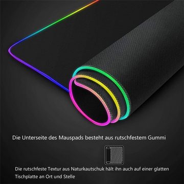 KINSI Gaming Mauspad verdicktes Mauspad mit kabellosem Laden,RGB-Mauspad mit farbigem Licht, Mauspad,das Ihr Mobiltelefon aufladen kann