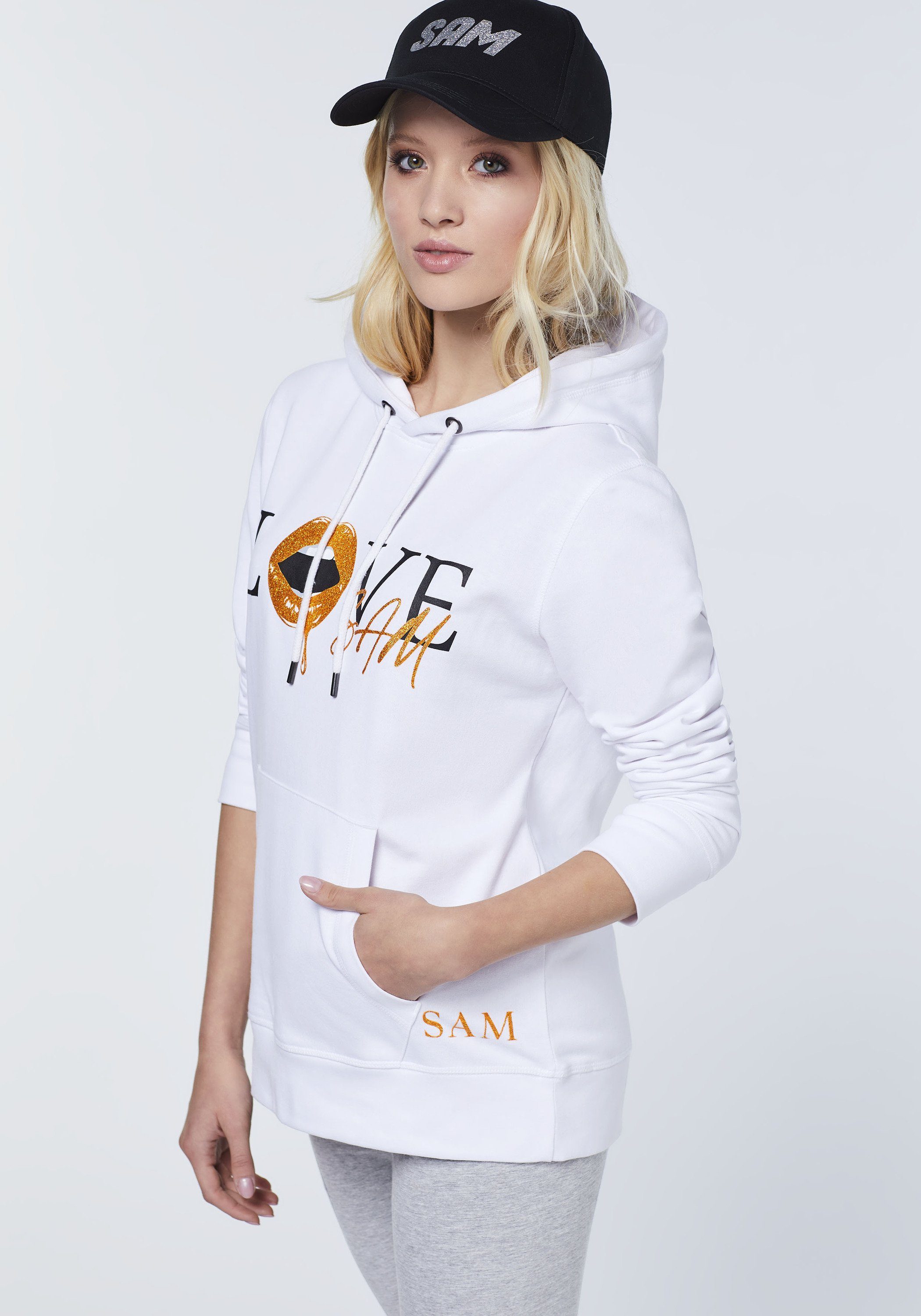 Sam Kapuzensweatshirt LOVE-SAM- mit Uncle Bright Frontprint 11-0601 White