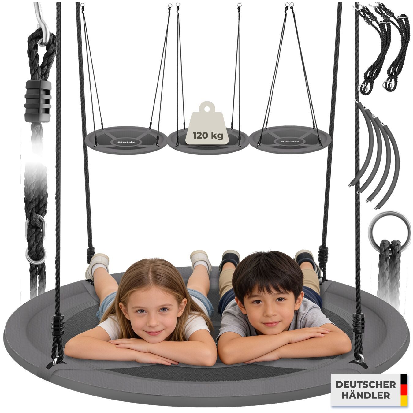 tectake Nestschaukel Teilerschaukel Swayer, höhenverstellbar, 120 kg, (Komplettset), 120 kg Belastbarkeit