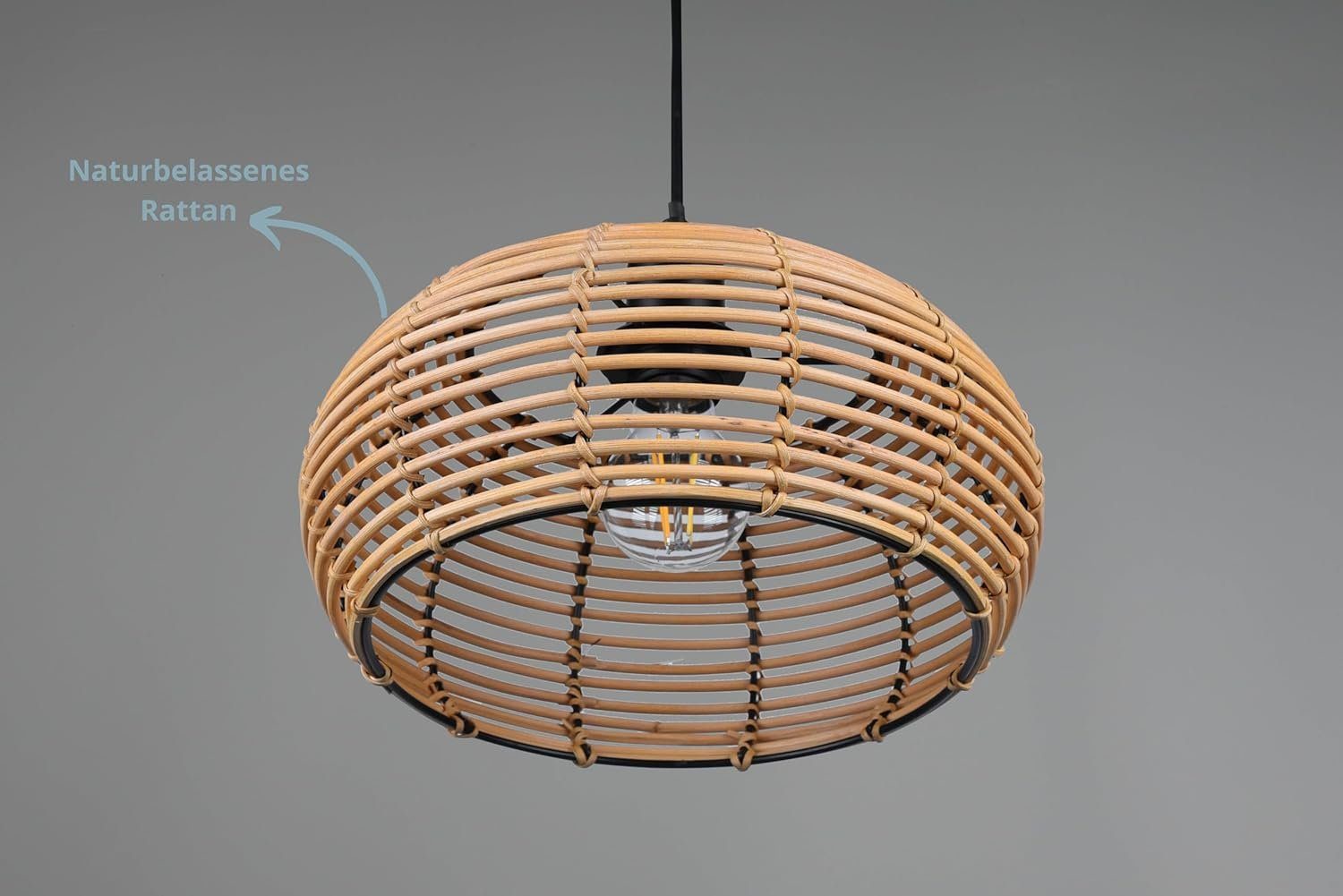 lightling Pendelleuchte Svea, ohne Leuchtmittel, stylische Korblampe mit Hö günstig online kaufen