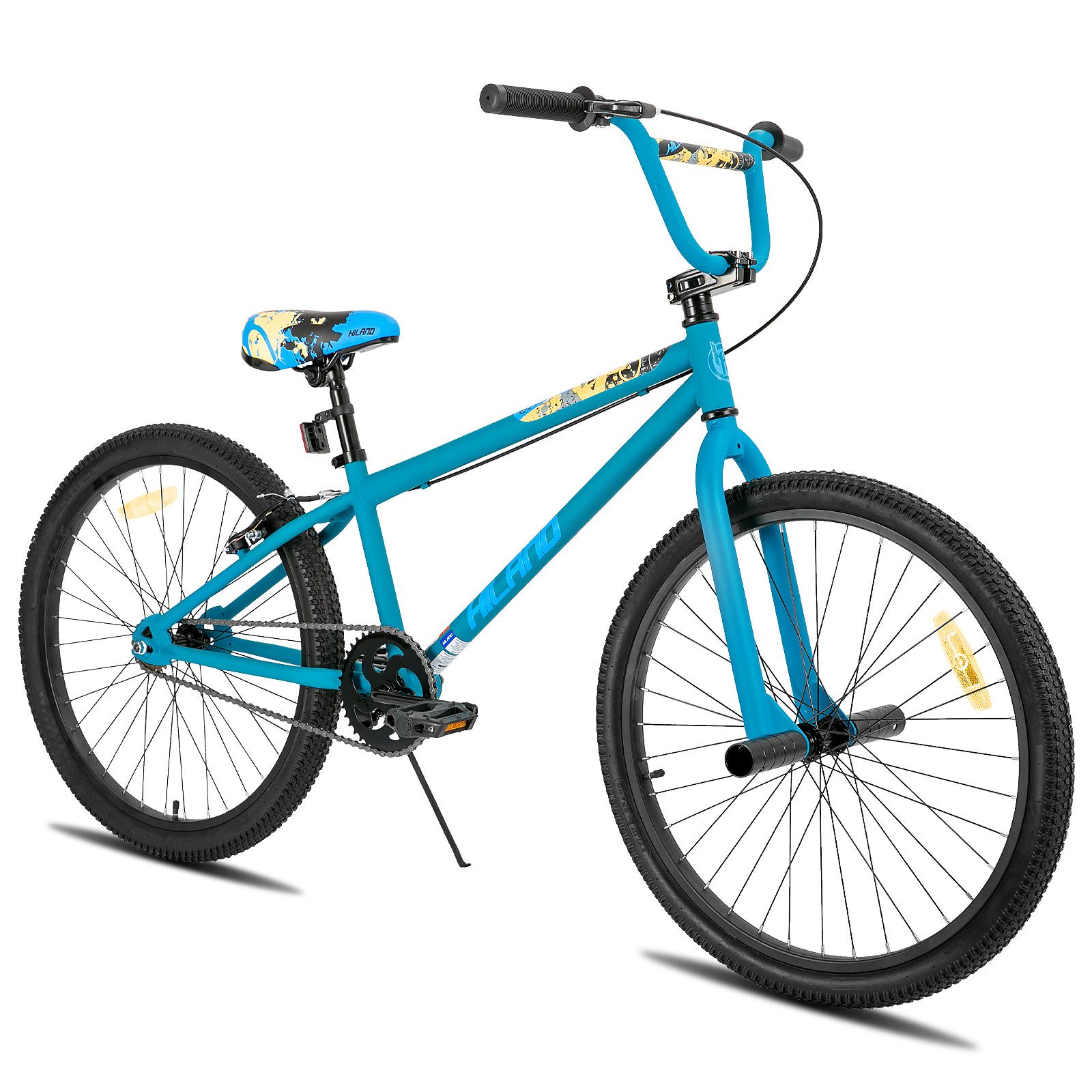 HILAND Kinderfahrrad Redeem 2.0 24/26Zoll Kinderfahrrad für Jungen ab 7-10 Jahre Kinder BMX, 1 Gang, mit einem 36T Kettenblatt, einem 18T Freilauf, Freestyle, 2 Stahl Pegs