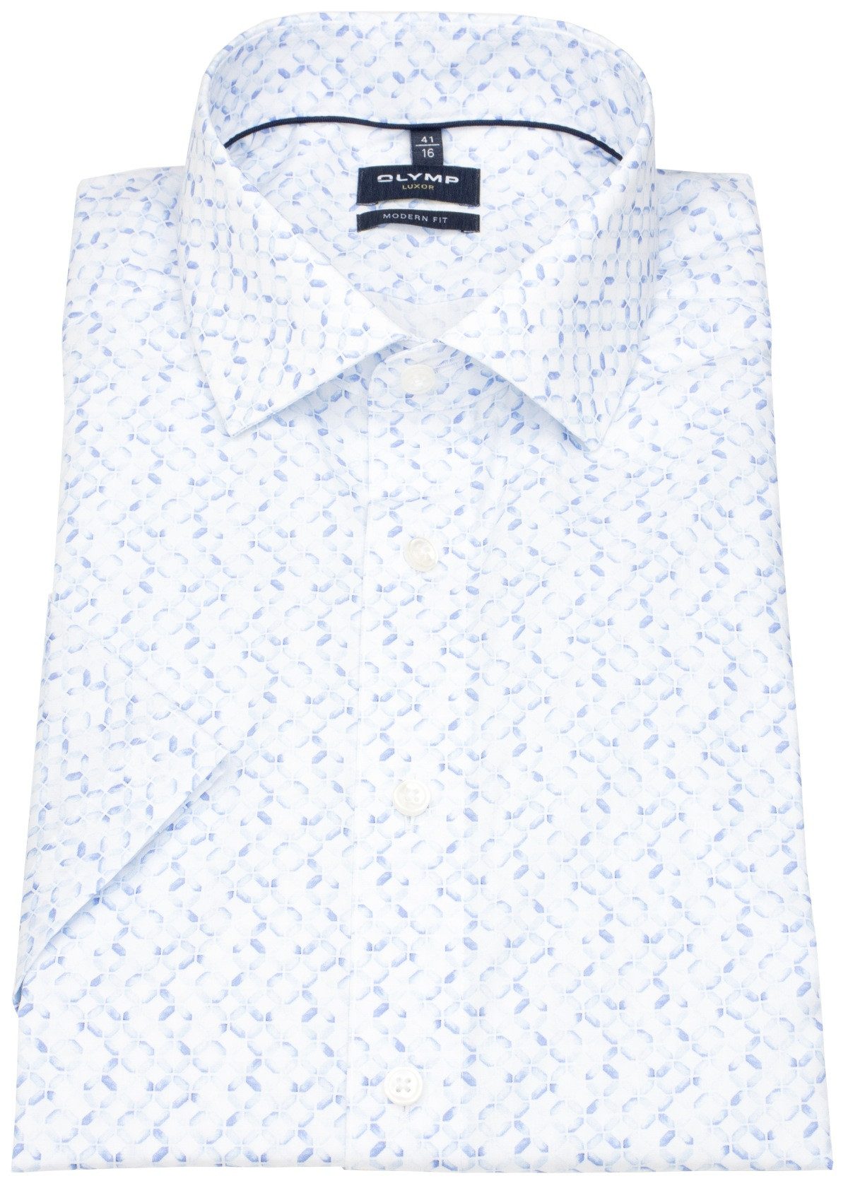 OLYMP Kurzarmhemd Modern Fit leicht tailliert bügelfrei Kentkragen