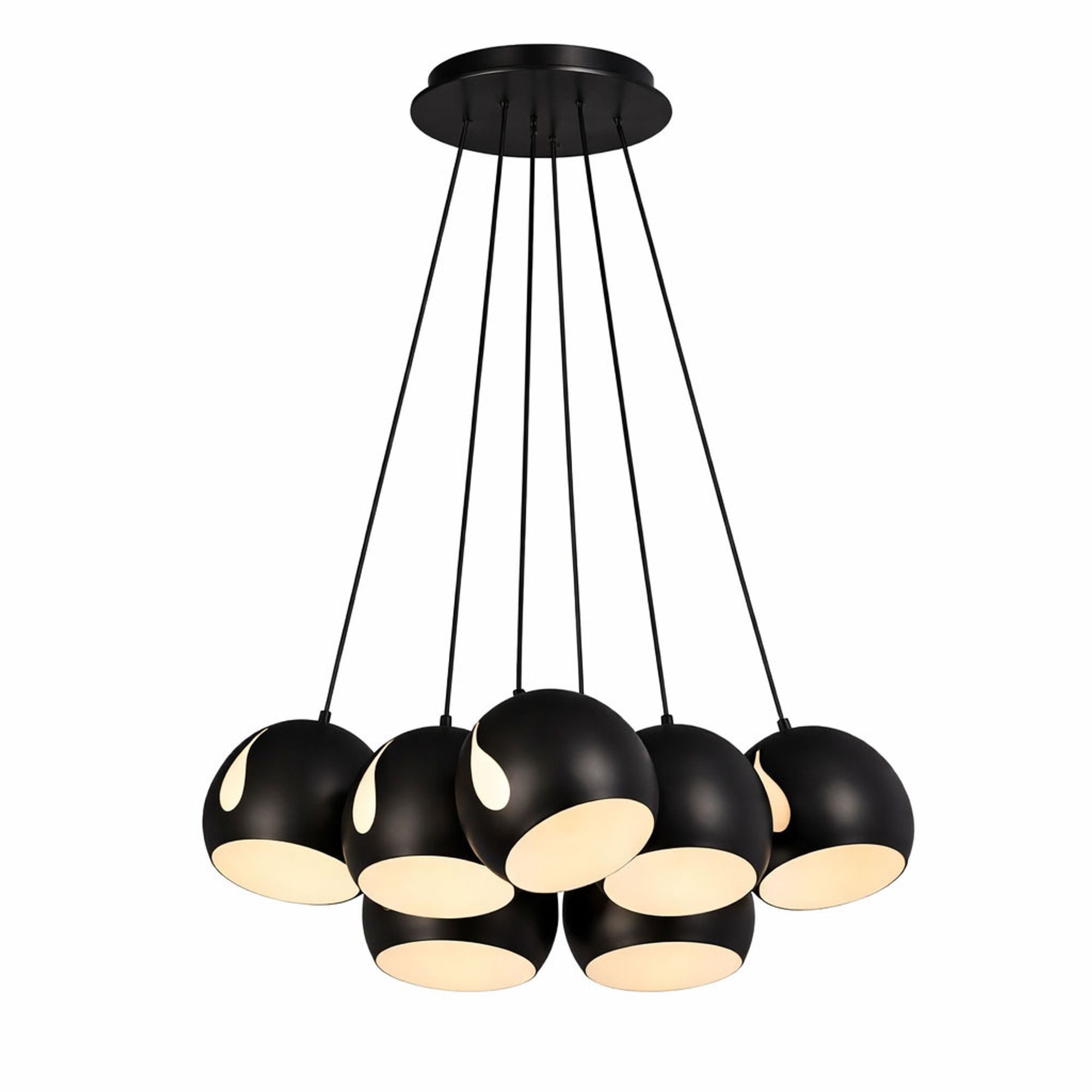 s.luce Pendelleuchte s.luce Ball Mehrfach-Pendelleuchte Cluster 7-flammig 7x20cm Schwarz