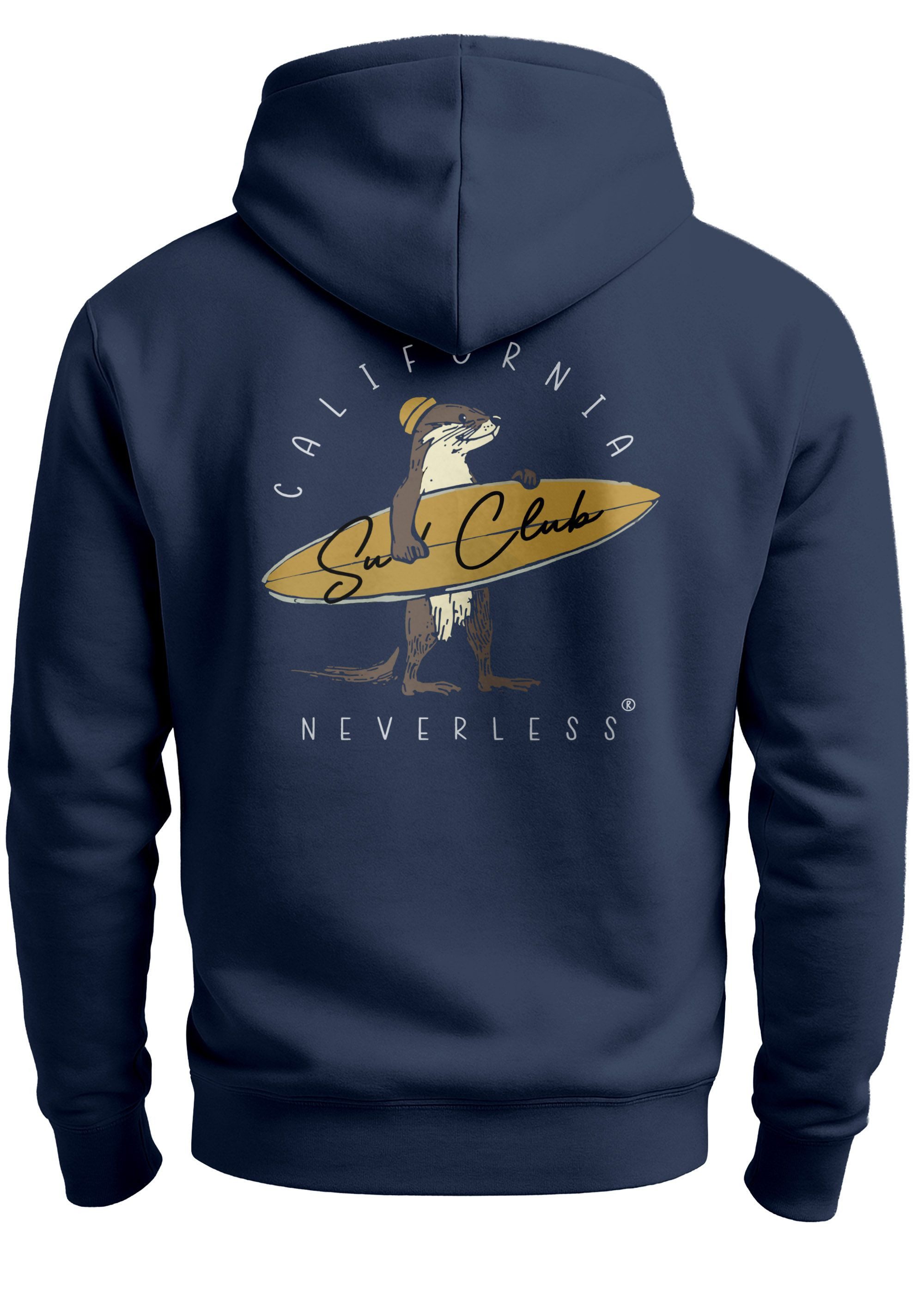 Neverless Hoodie Herren Hoodie Backprint California Surfing Print Otter mit günstig online kaufen