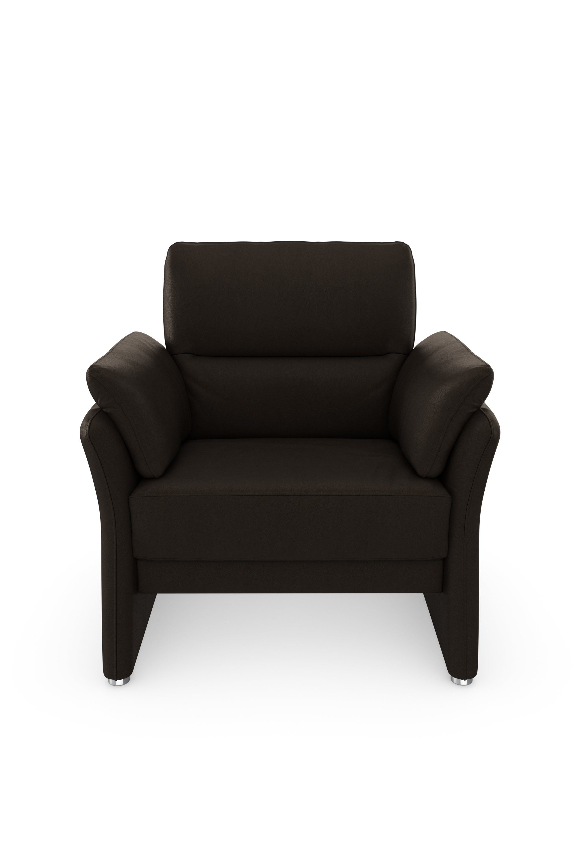 DOMO collection Sessel Pina elegant und zeitloser Clubsessel, bequemer Cocktailsessel, Hoher Sitzkomfort, Luxus-Microfaser Lederoptik, braun