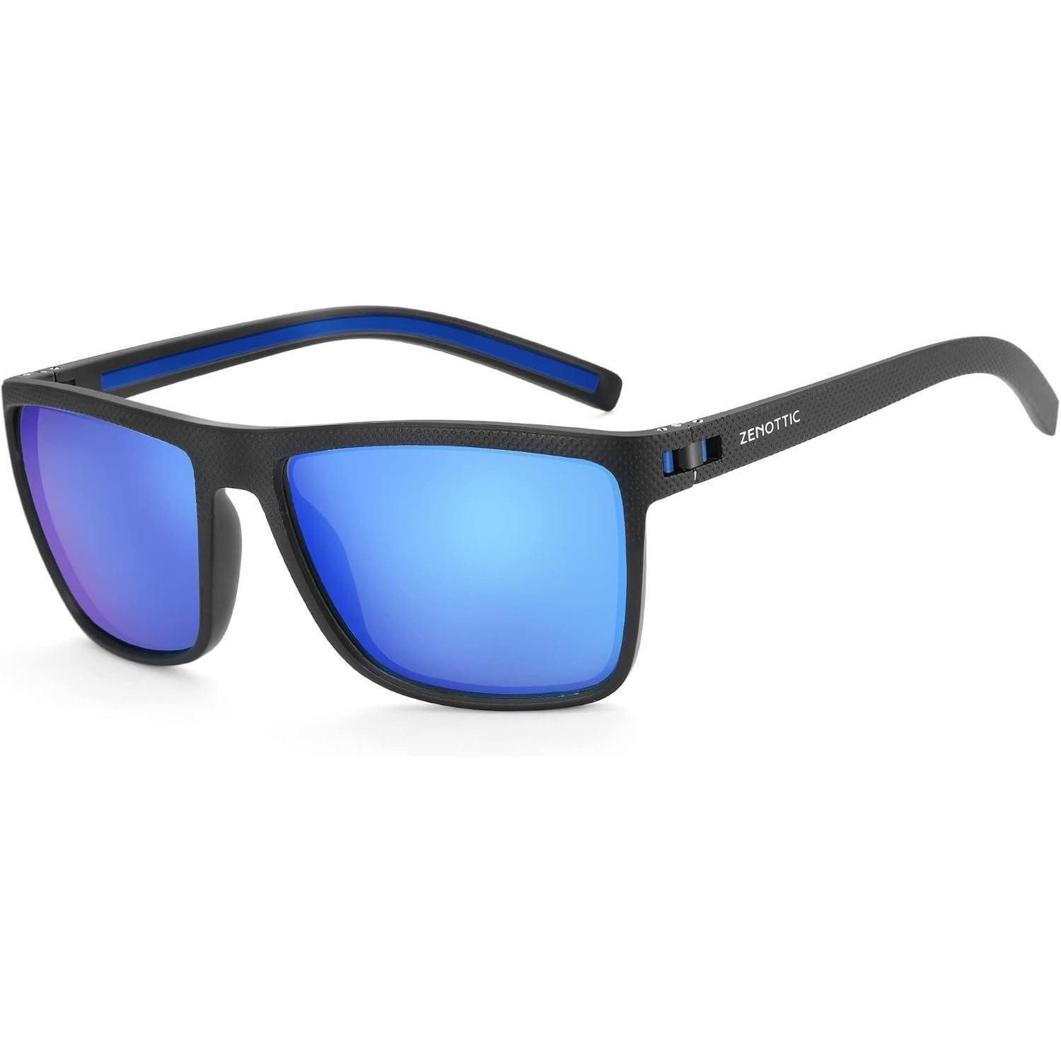 Sonnenbrille Sonnenbrille polarisierte C13 Schwarzer Rahmen Blau Verspiegelte Linse