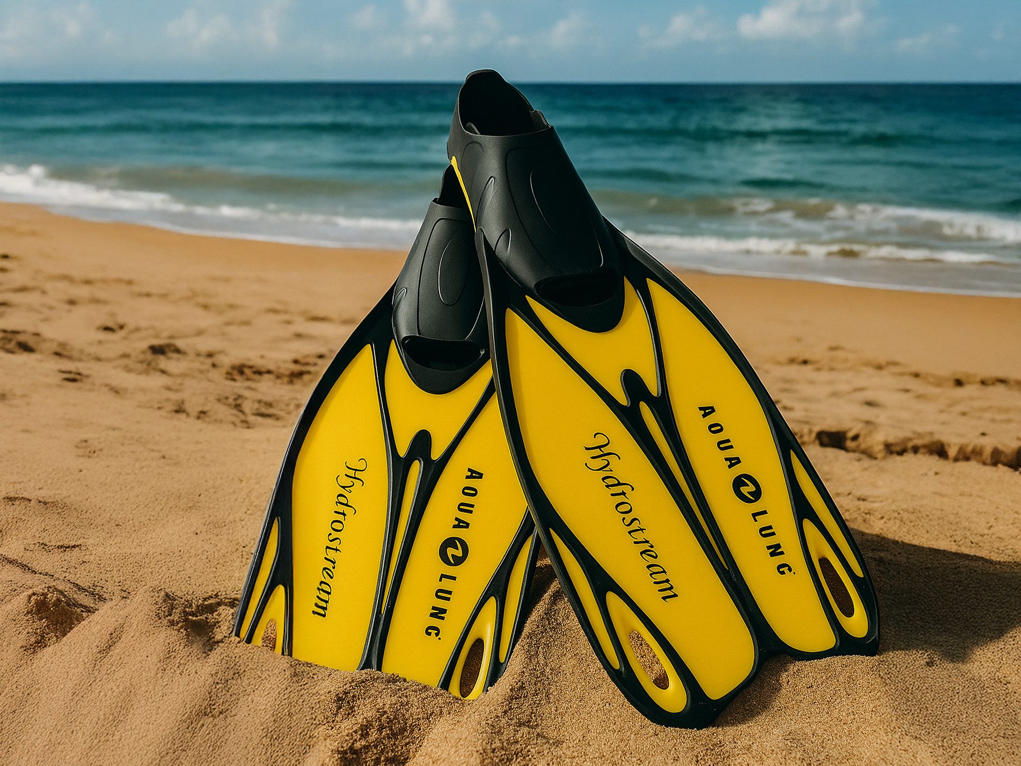 Aqua Lung Sport Flosse Taucherflossen für Erwachsene zum Schnorcheln und Schwimmen (Hydrostream, 1 St., Lange Schwimmflossen für Damen und Herren), Leistungsstarke Schnorchelflossen - Gelb