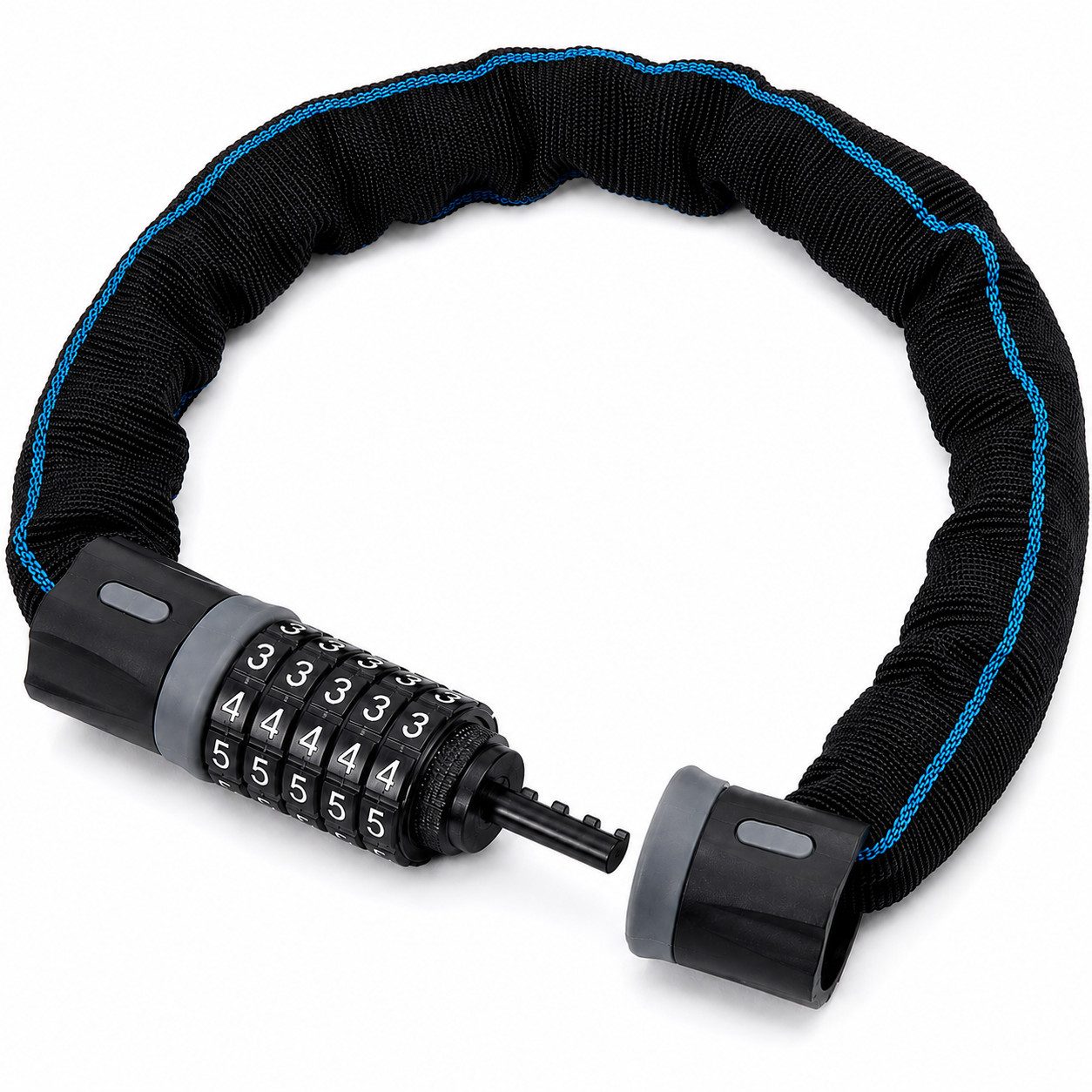 ibettertec Zahlenkettenschloss Fahrradschloss Ketten mit Zahlen und gehärteter kette, (Diebstahlschutz,Nylon-Außenhülle schützt die Kette vor Rost, 5-stelliges Zahlenschloss,Geeignet für Fahrrad), E-Bike, Scooter