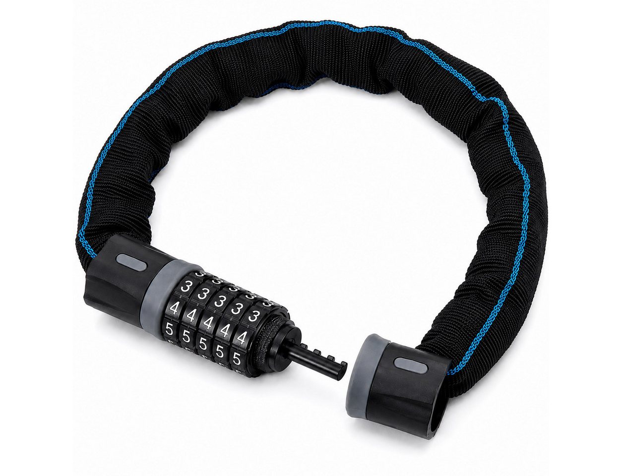 ibettertec Zahlenkettenschloss Fahrradschloss Ketten mit Zahlen und gehärteter kette, (Diebstahlschutz,Nylon-Außenhülle schützt die Kette vor Rost, 5-stelliges Zahlenschloss,Geeignet für Fahrrad), E-Bike, Scooter