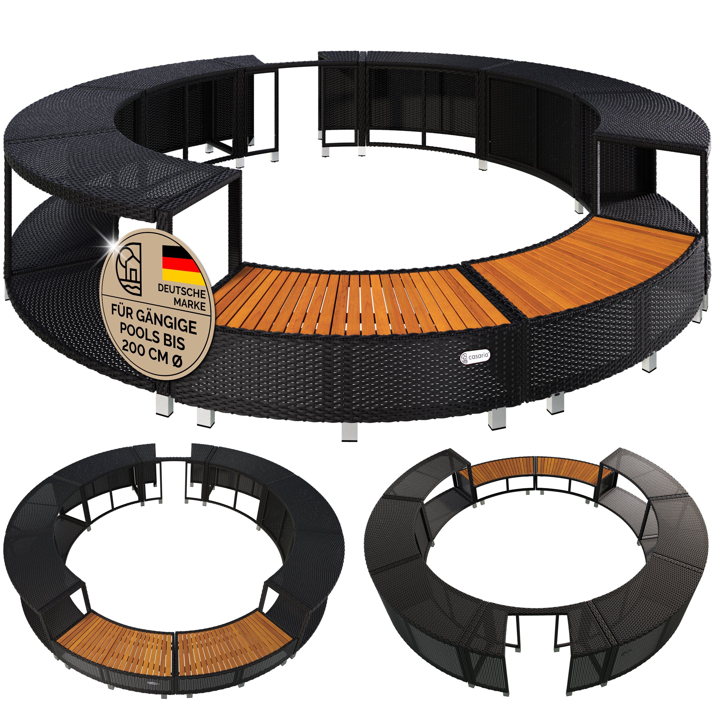 Casaria Pool, Verkleidung Polyrattan Innen Ø206cm Einstieg in FSC®-zertifiziert Holz