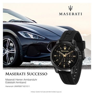 MASERATI Chronograph Maserati Herren Chronograph, Herrenuhr rund, groß (ca. 44mm) Silikonarmband, Made-In Italy