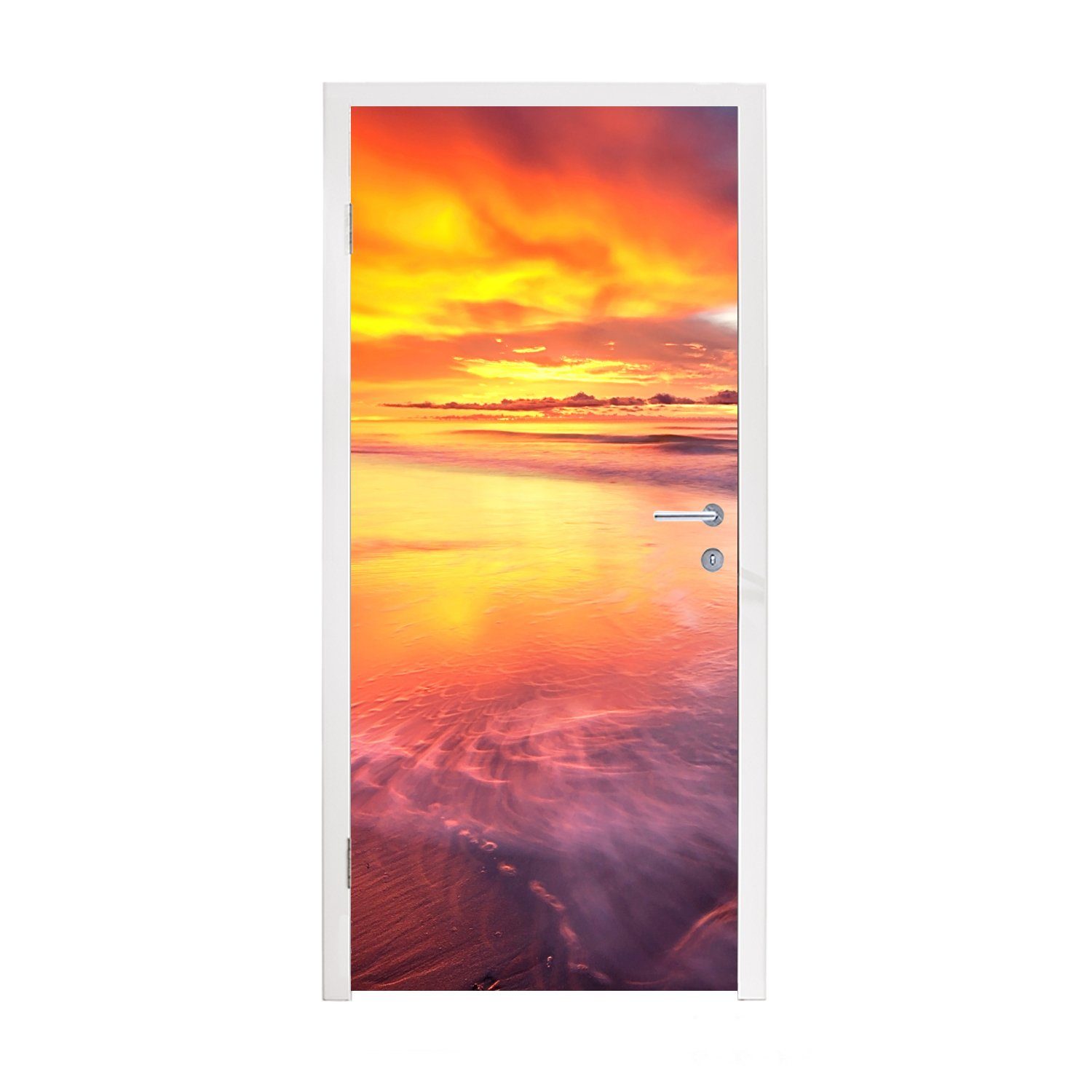 MuchoWow Türtapete Sonne - Wasser - Strand, Matt, bedruckt, (1 St), Fototapete für Tür, Türaufkleber, 75x205 cm