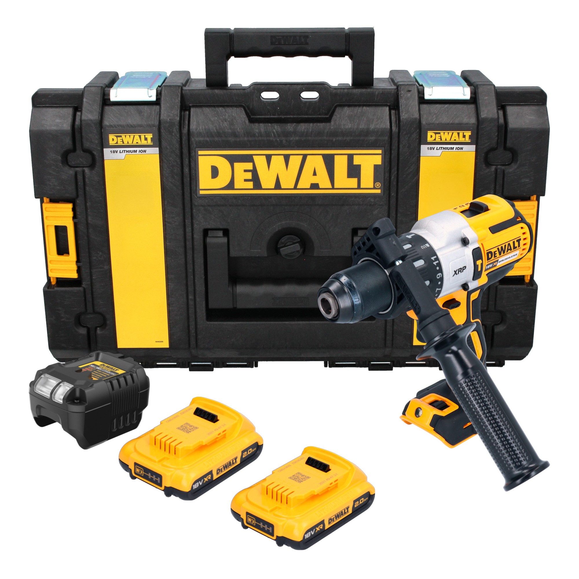 DeWalt Akku-Schlagbohrschrauber DCD 996 D2 18V 95Nm Brushless + 2x Akku 2,0 Ah + Ladegerät + Tough Box