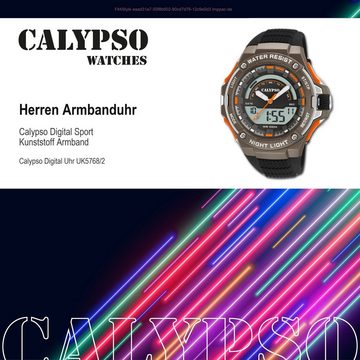 CALYPSO WATCHES Digitaluhr Calypso Herren Uhr K5768/2 Kunststoffband, Herren Armbanduhr rund, Kunststoff, PUarmband schwarz, Sport