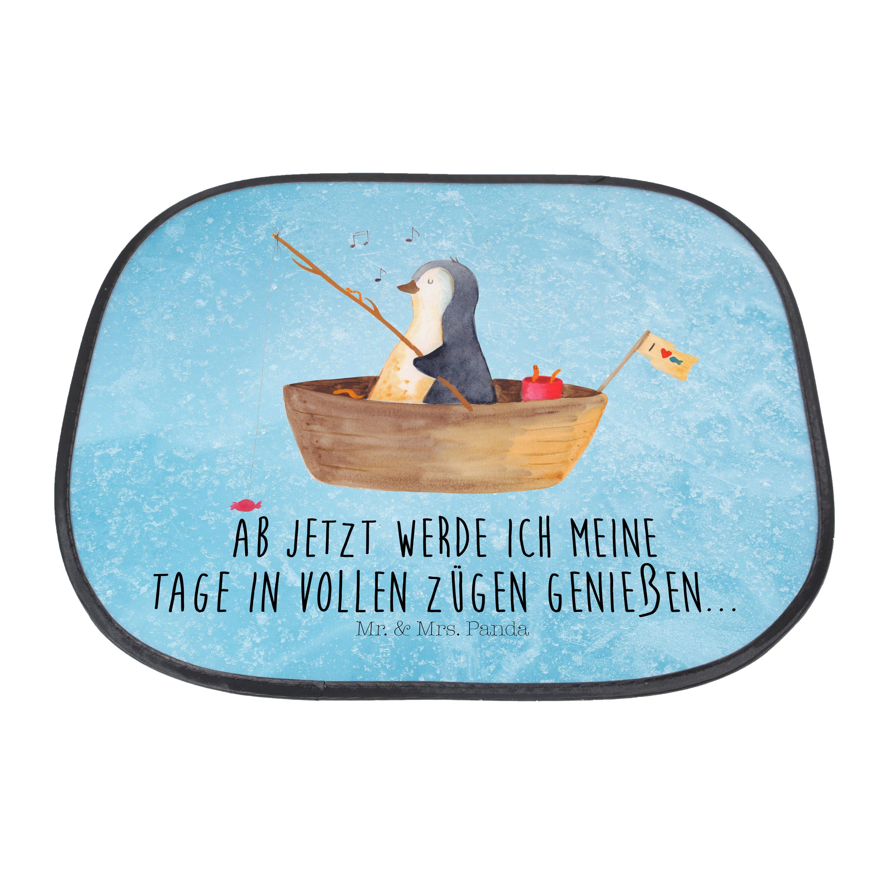 Pinguin Mr. Eisblau Panda, Geschenk, & Angelboot - Motivation, Seidenmatt - Mrs. Scheid, Sonnenschutz verträumt,