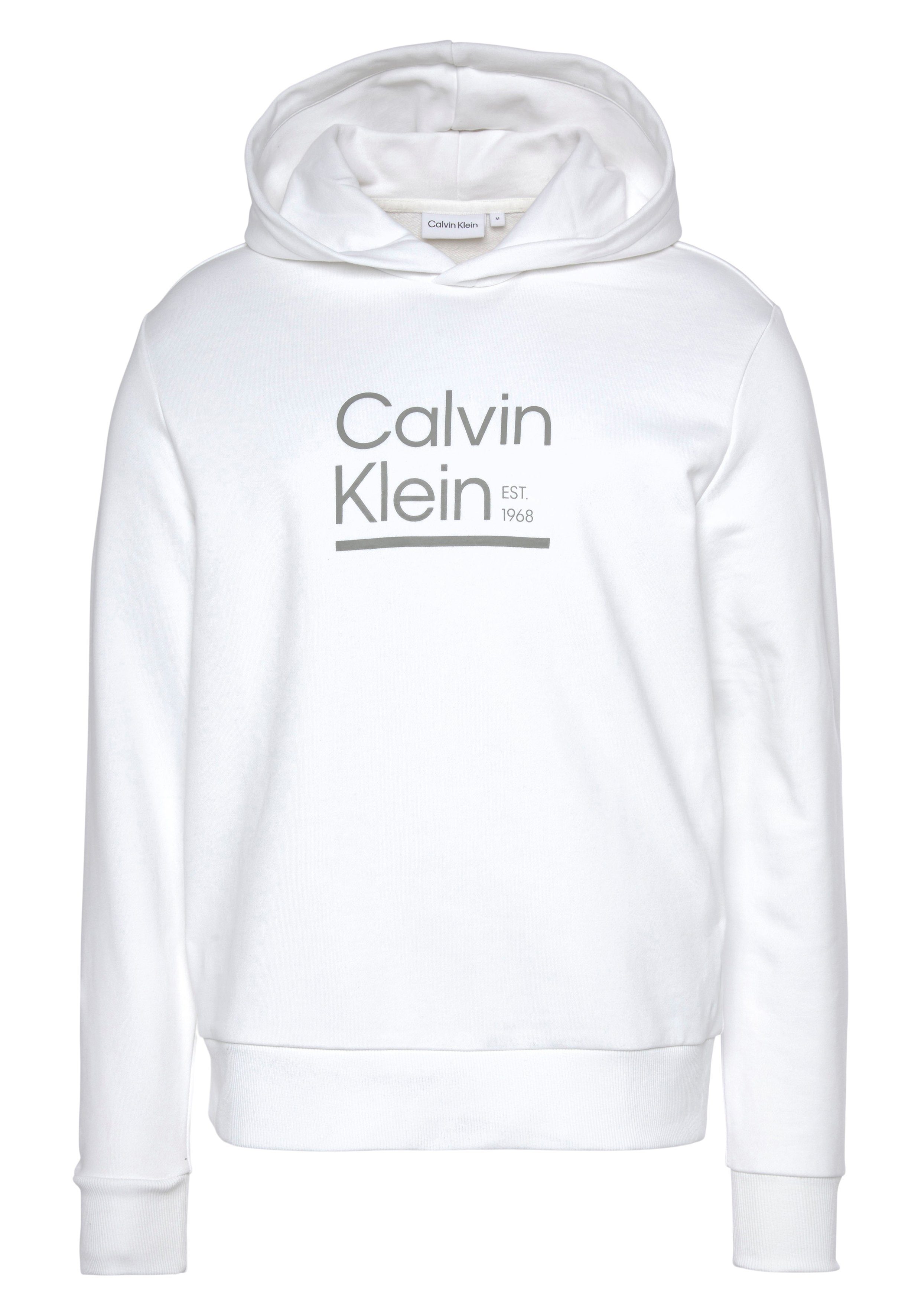 mit HOODIE Kapuzensweatshirt CONTRAST LINE Calvin Logodruck White Klein LOGO Bright