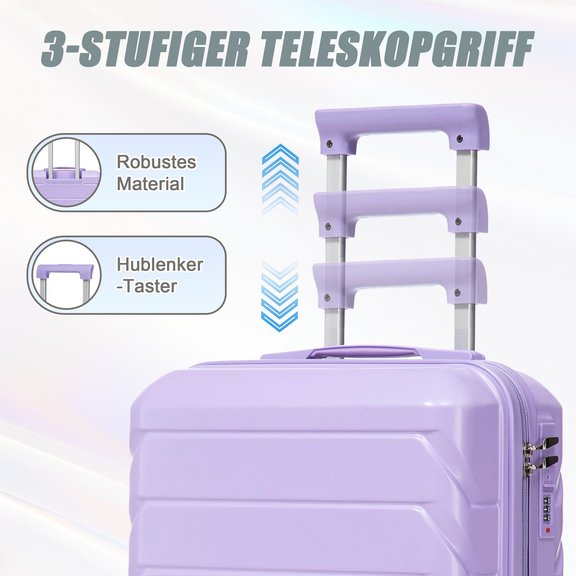 i@home Kofferset 14"/19" 2-teiliger Koffer, 4 Rollen, (2 tlg), ABS-Spinner-Kofferset mit Zahlenschloss & 14" Kosmetiktasche