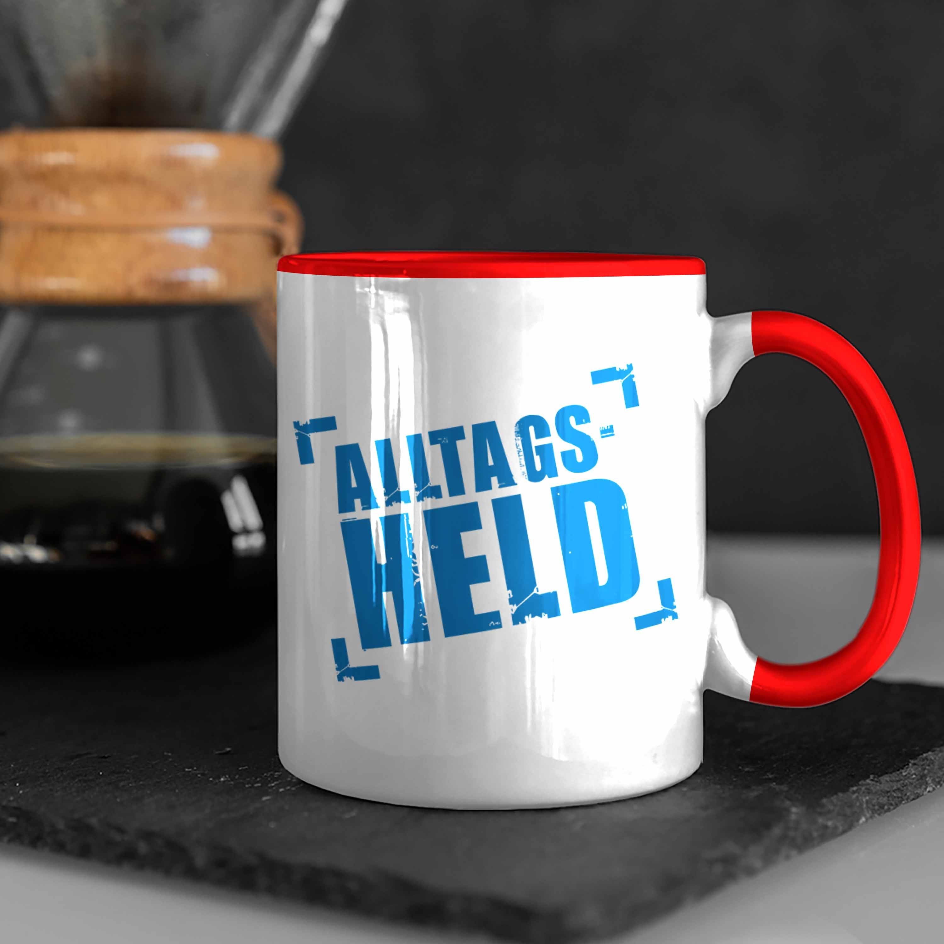 Mann Kaffeebecher Kollege Männer Lustig Trendation Tasse Alltags-Held Tasse Kollegin Kaffeetasse Lustige - Rot Büro Trendation