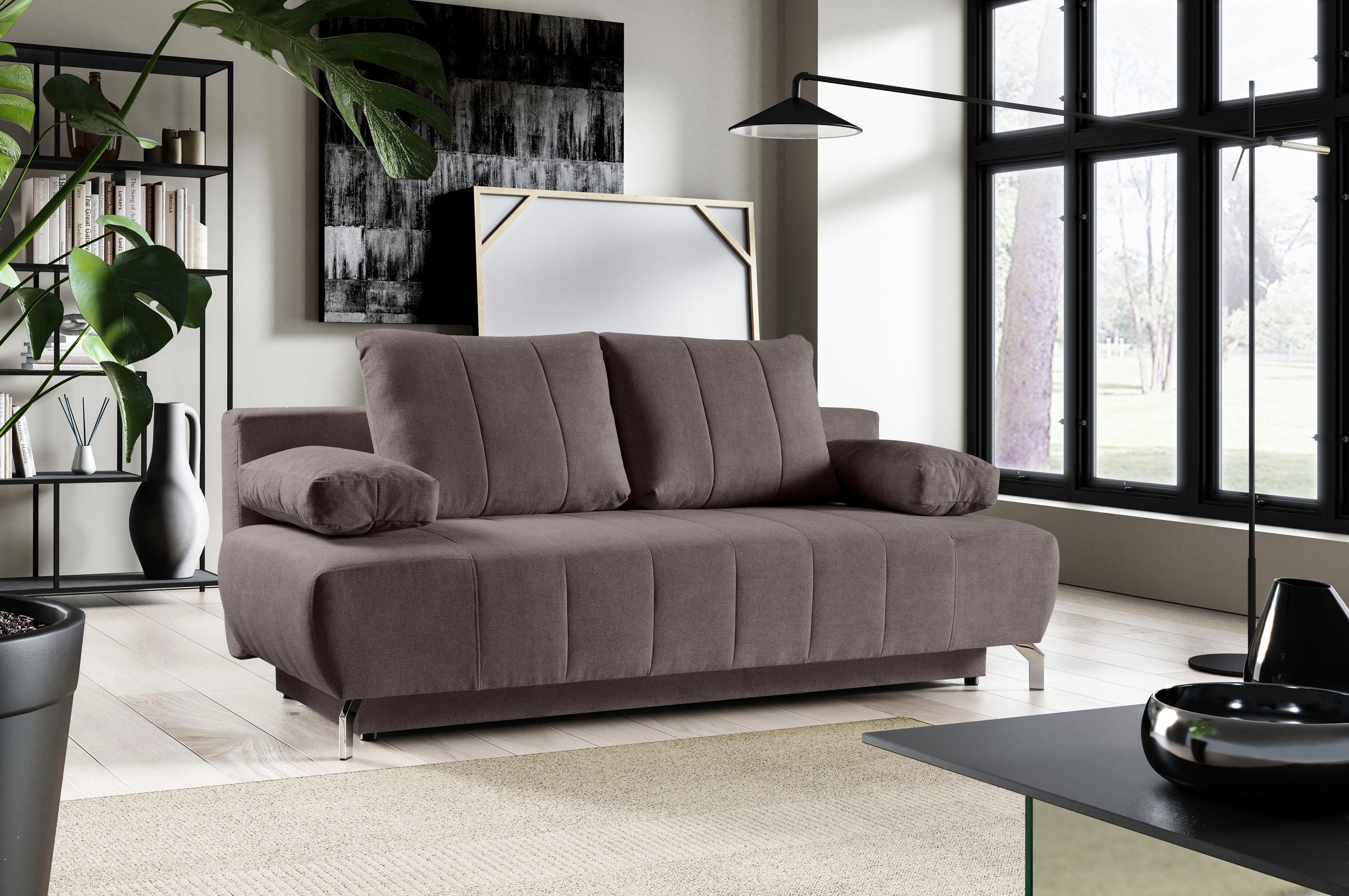 WERK2 Schlafsofa Troya Bettsofa mit Bettkasten und Federkern, Breite 210cm, 2-Sitzer Sofa und Schlafcouch mit Federkern & Bettkasten