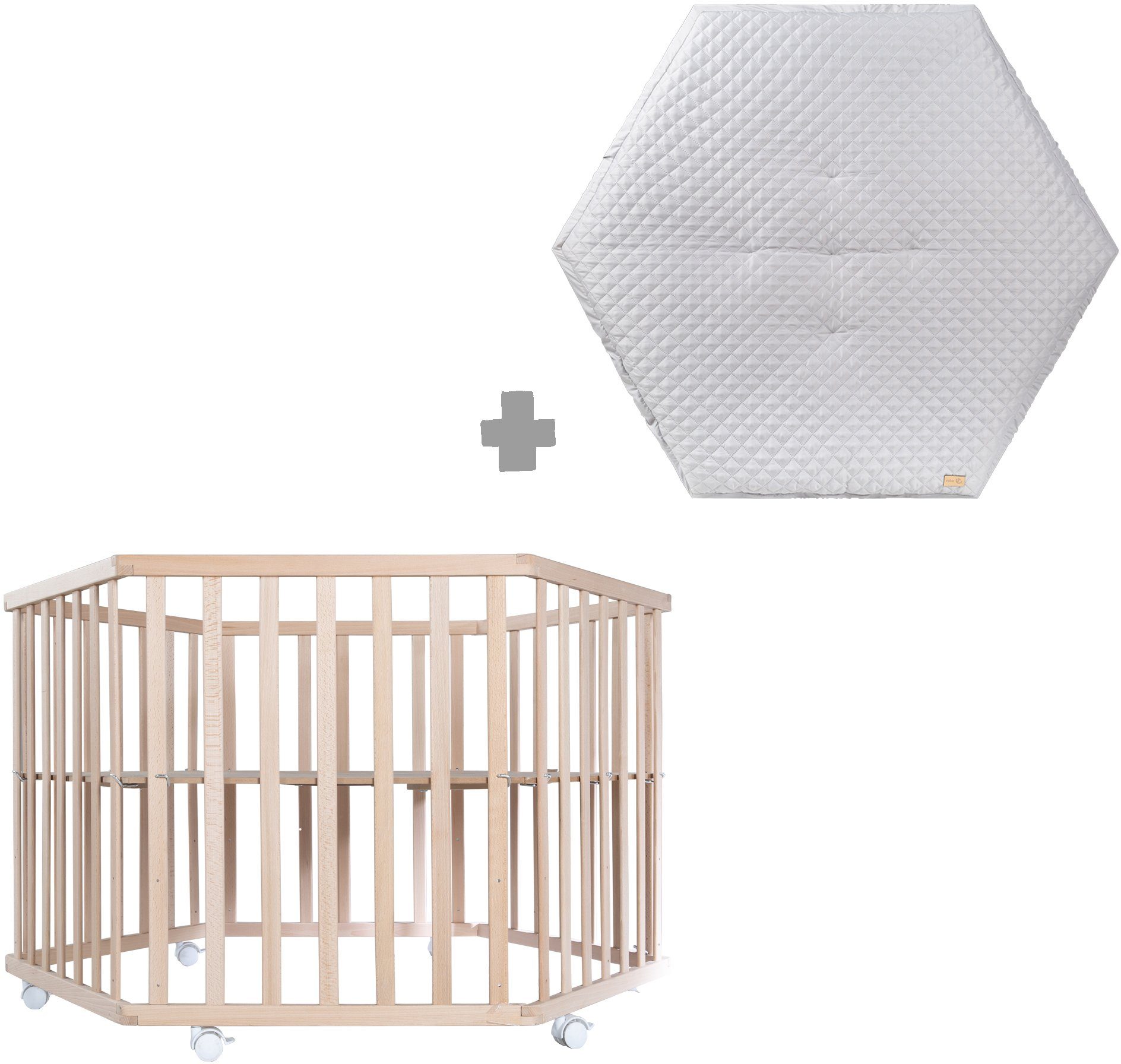 roba® Laufgitter Style, buche, 6-eckig, mit Schutzeinlage und Nestchen