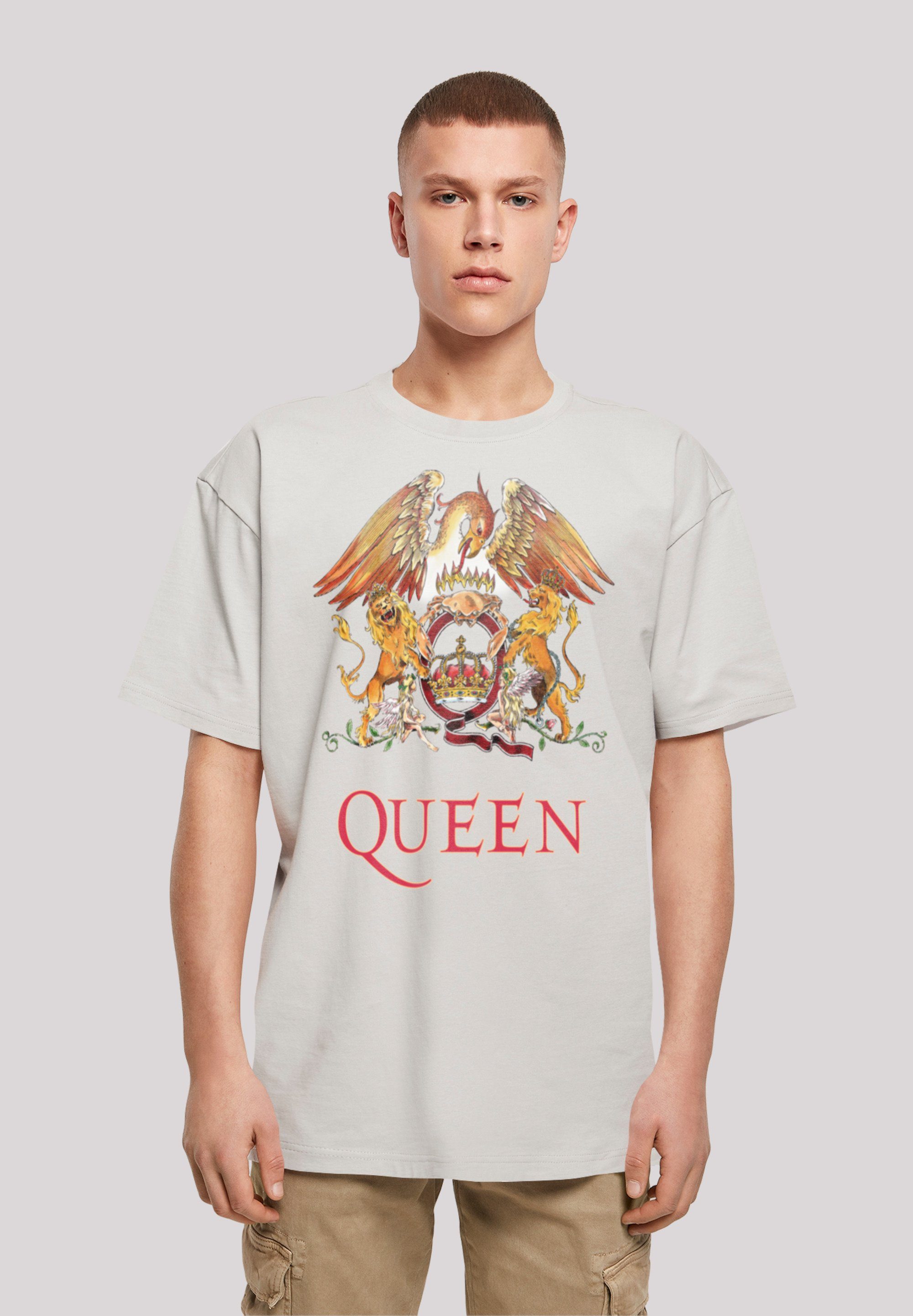 T-Shirt F4NT4STIC und Passform Classic überschnittene Queen Black Crest Print, Schultern Weite Rockband