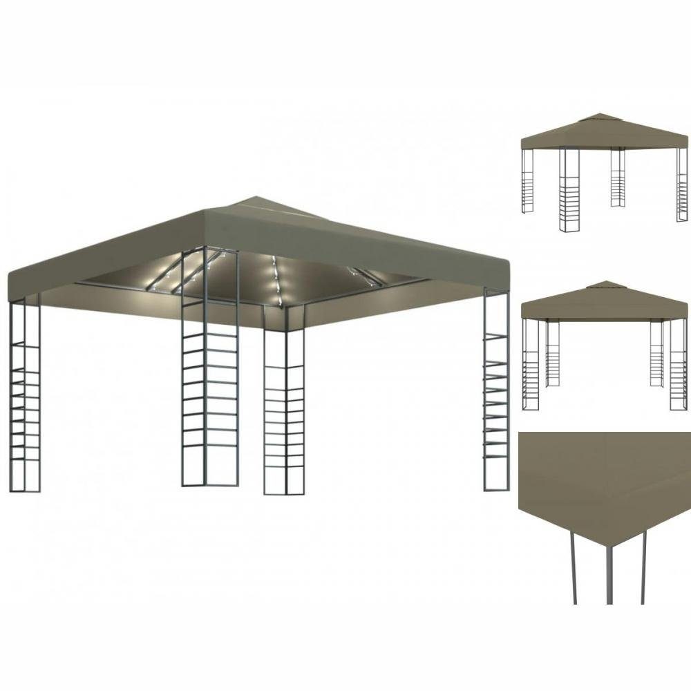 vidaXL Pavillon Gartenzelt mit LEDLichterkette 3x3 m Taupe Garten